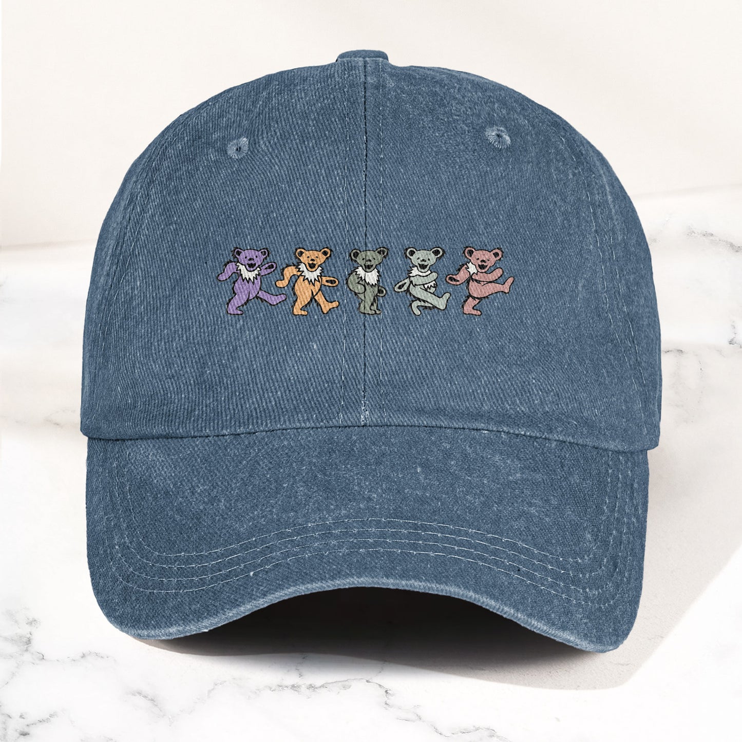 Grateful Dead Pastel Dancing Bears Denim Cap – Vintage Music Grateful Dead Merch Gift for Dad (With Box)