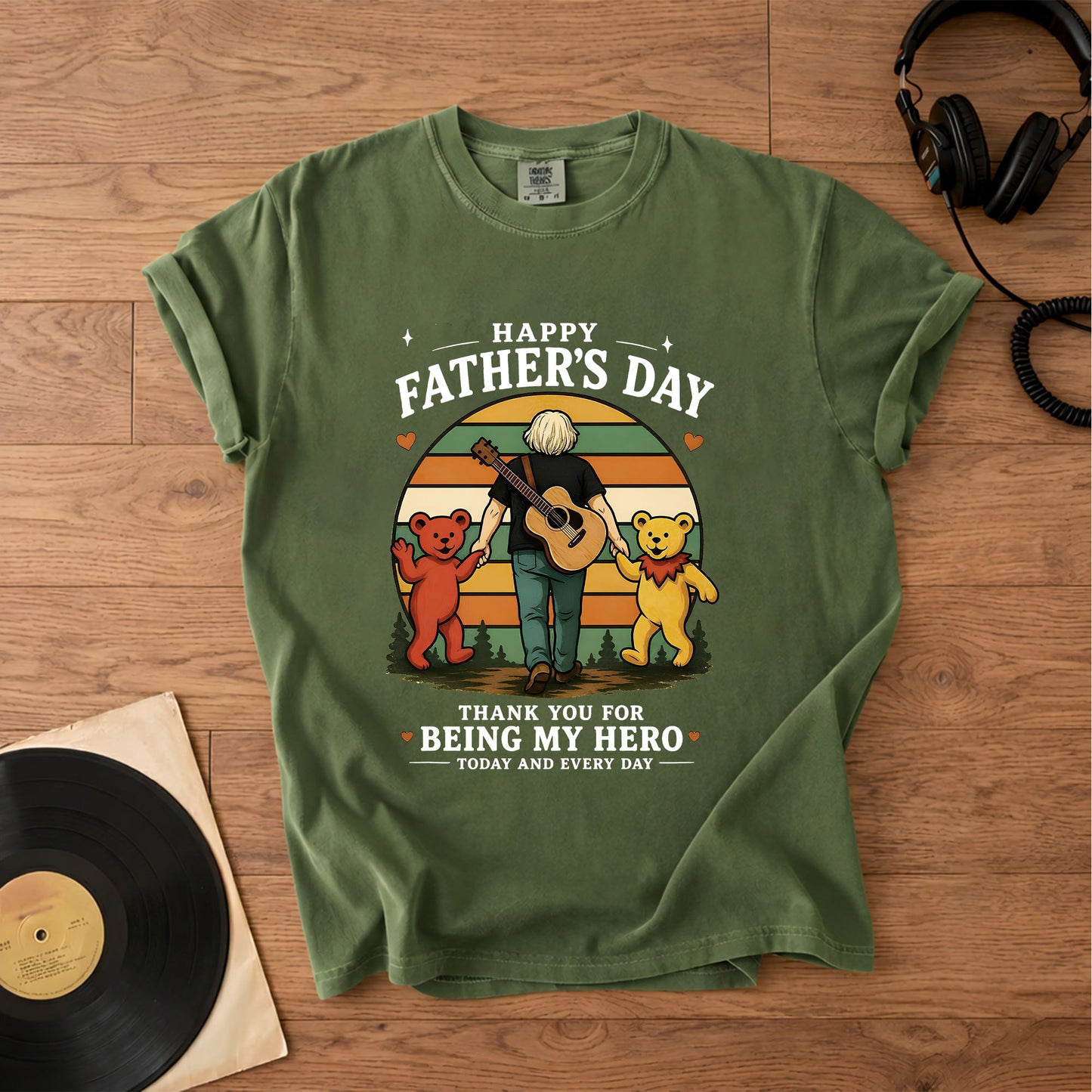 Father’s Day "My Hero" Graphic T-Shirt – Retro Music Grateful Dead Inspired Gift For Dad Tee