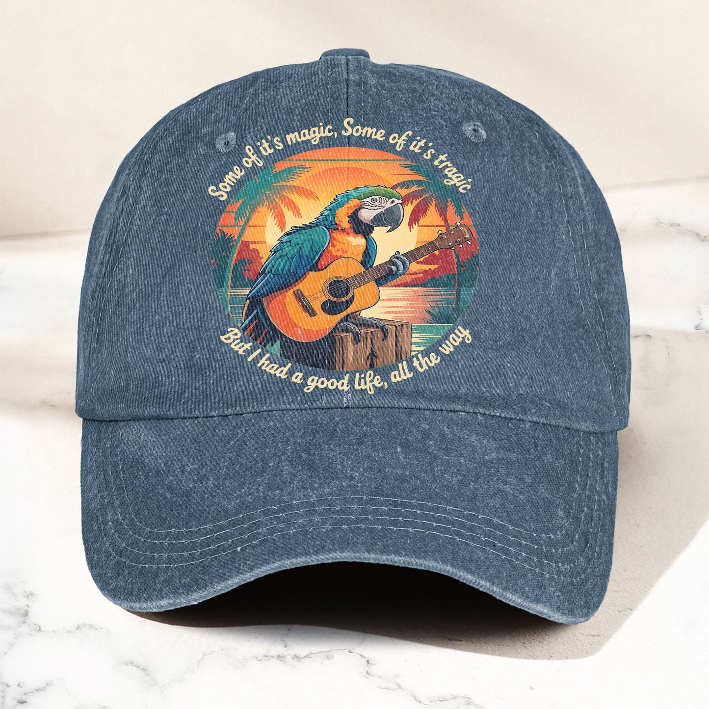 Some of Its Magic, Some of Its Tragic Denim Cap – Retro Jimmy Buffett Inspired Dad Hat (With Box)