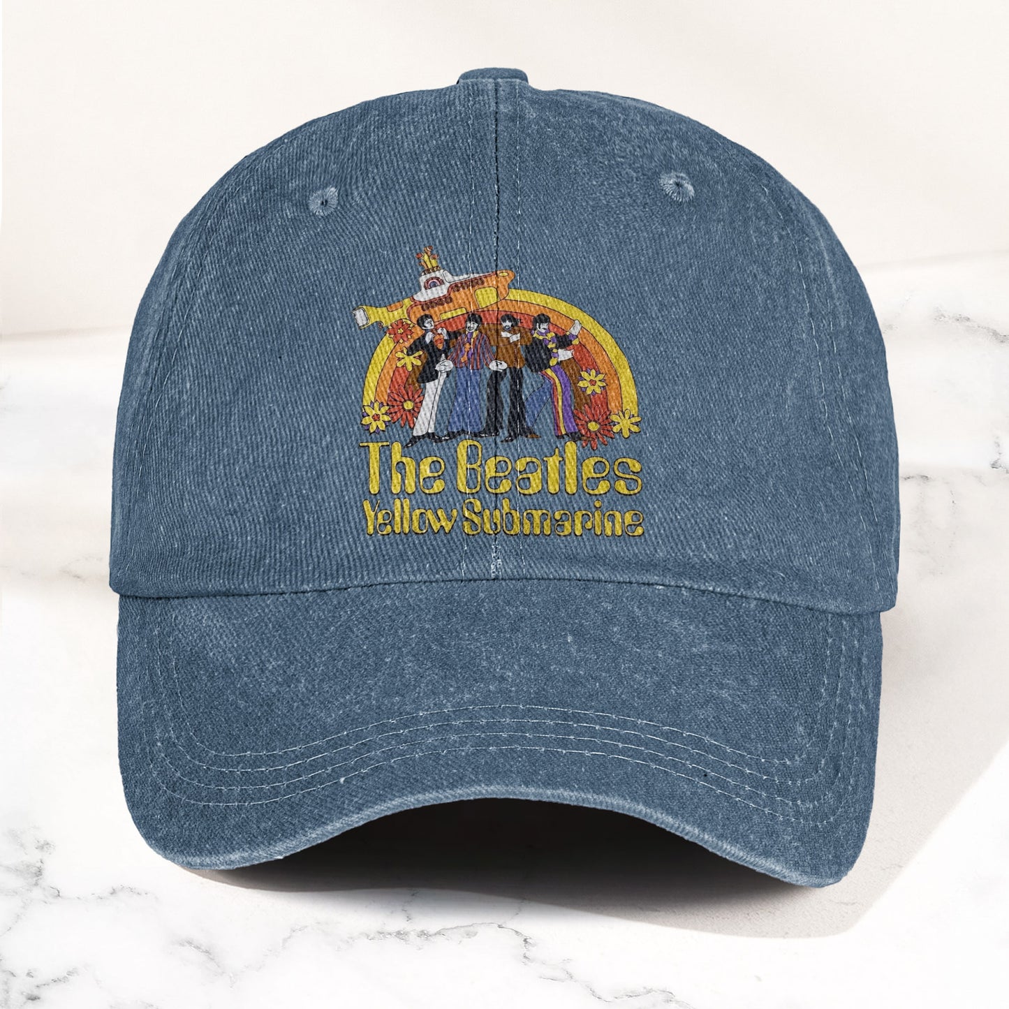 The Beatles Yellow Submarine Denim Dad Cap – Iconic Album Design ( With BOX)