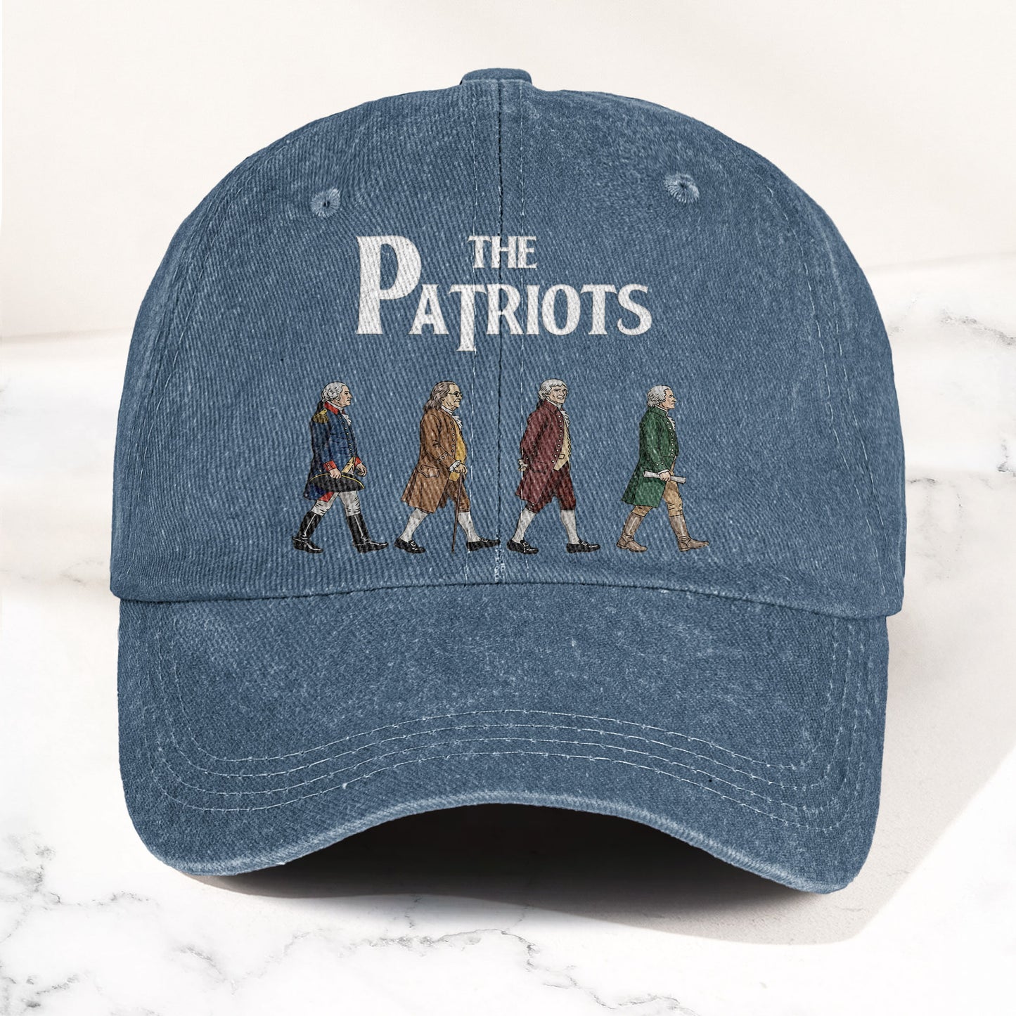The Patriots Cartoon Illustration Denim Cap – Retro Vintage Dad Cap Gift For Dad (With Box)