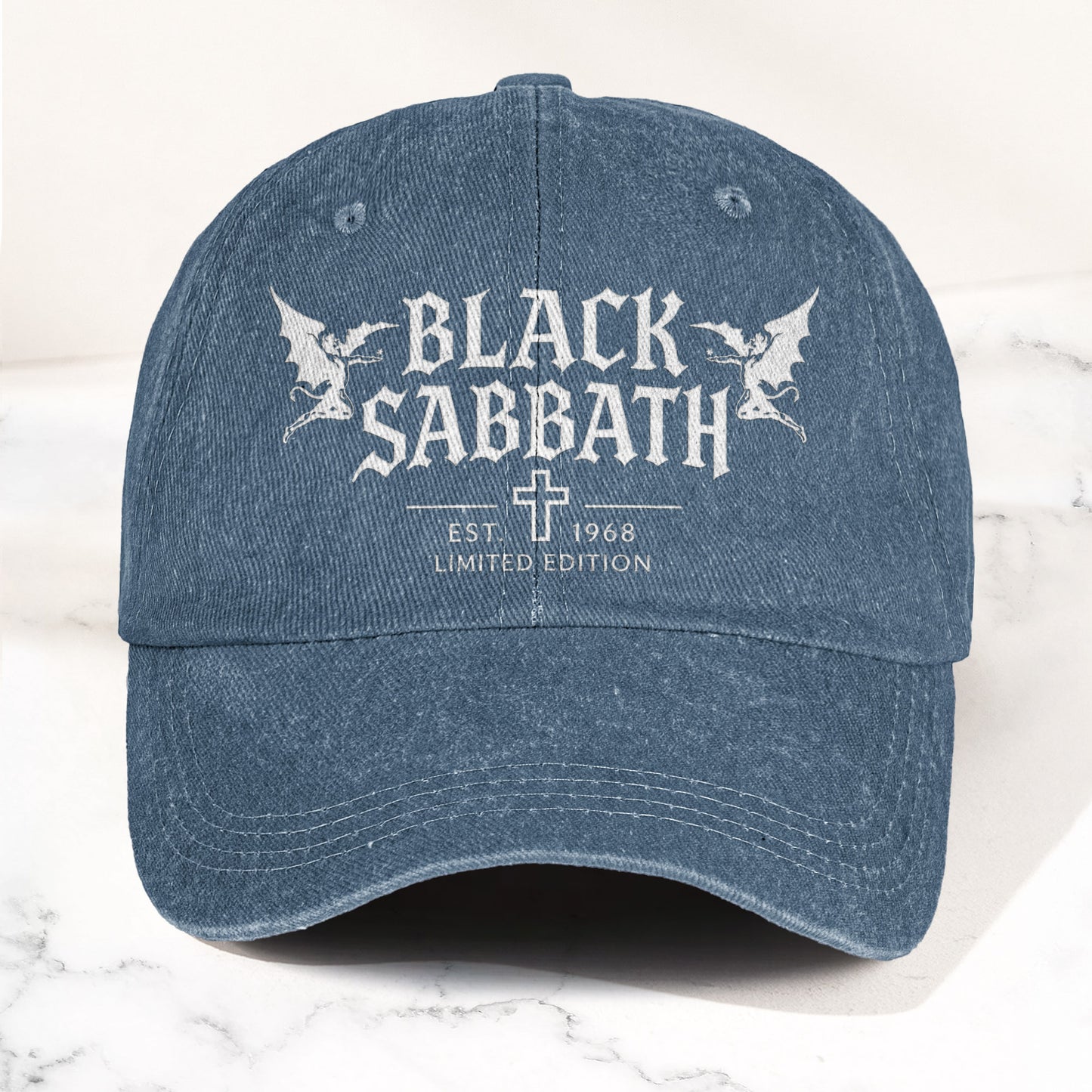 Black Sabbath Band Logo Est 1968 Denim Cap – Retro Vintage Dad Cap Gift For Dad (With Box)