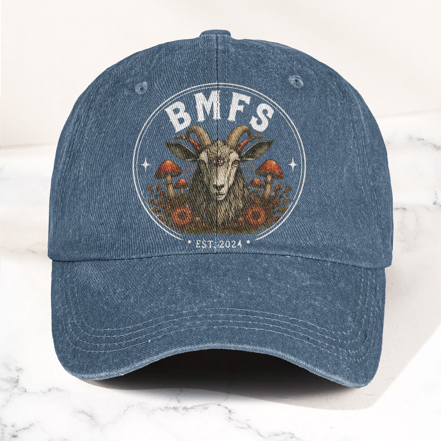 Billy Strings BMFS Goat Three Eyed Goat Mushroom Vintage Graphic Denim Cap – Retro Vintage Dad Cap Gift For Dad (With Box)