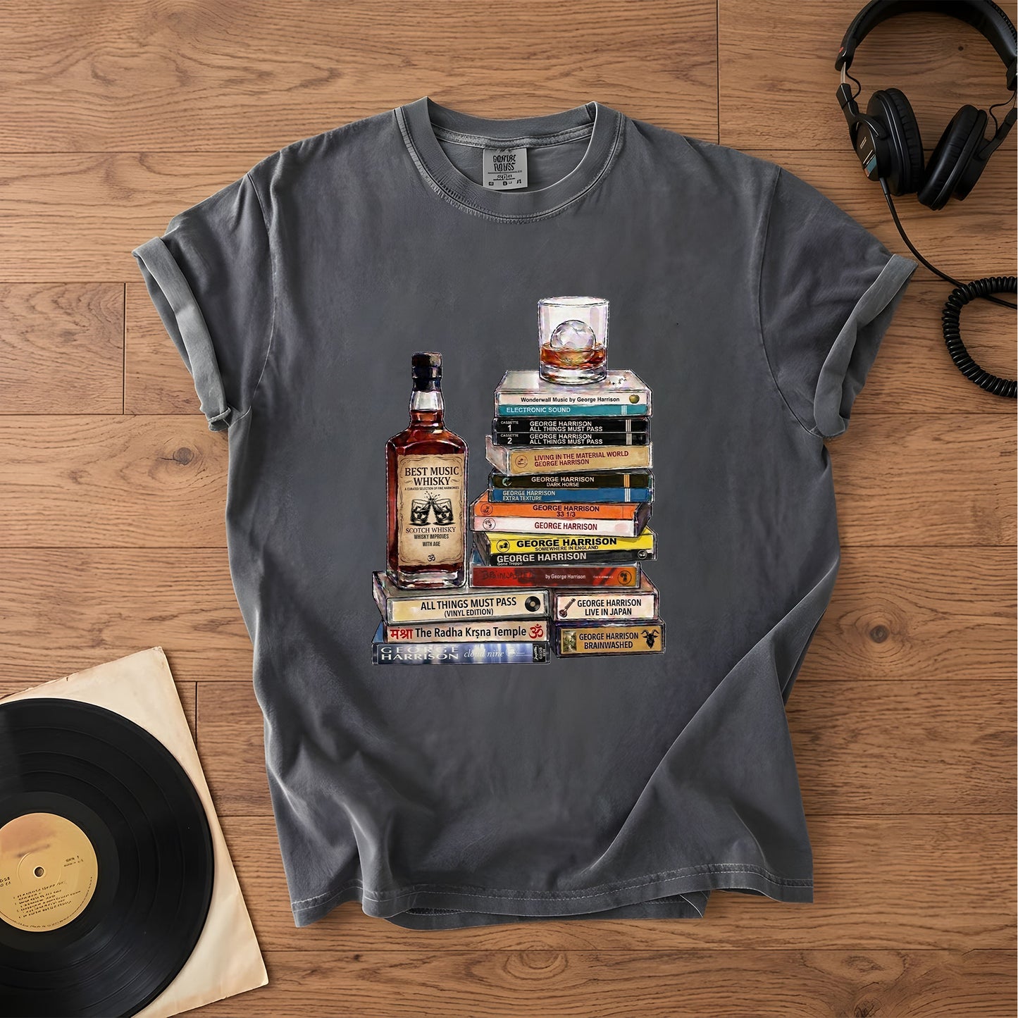 George Harrison Cassette Collection T-Shirt – Retro Music The Beatles Band Merch Tee