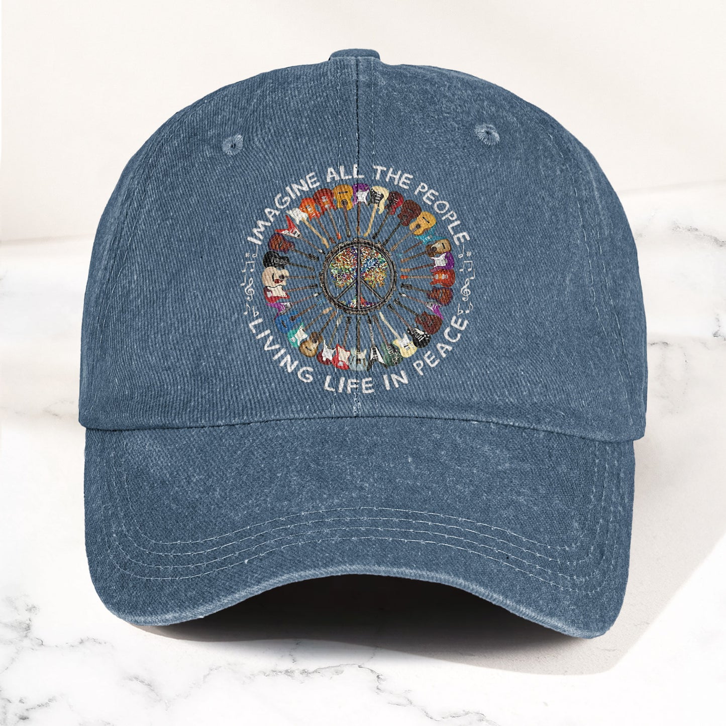 Imagine All The People Living Life In Peace Denim Cap – Retro Music John Lenon Cap Gift For Dad (With Box)