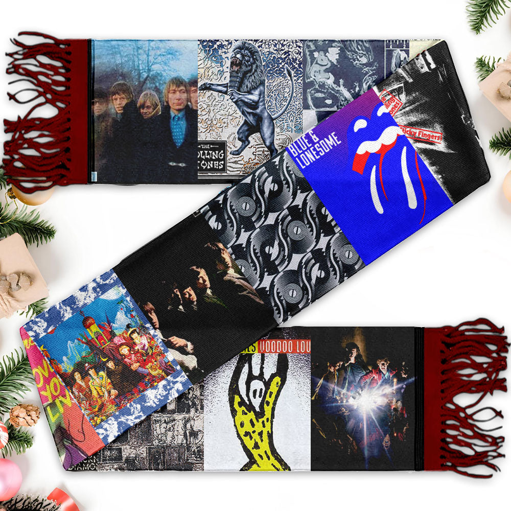 The Rolling Stones Album Collage Scarf – Classic Rock Fan Gift