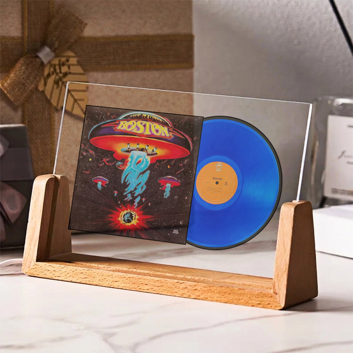 Boston Self-Titled Album Acrylic Light – Classic Rock Blue Vinyl LED Display