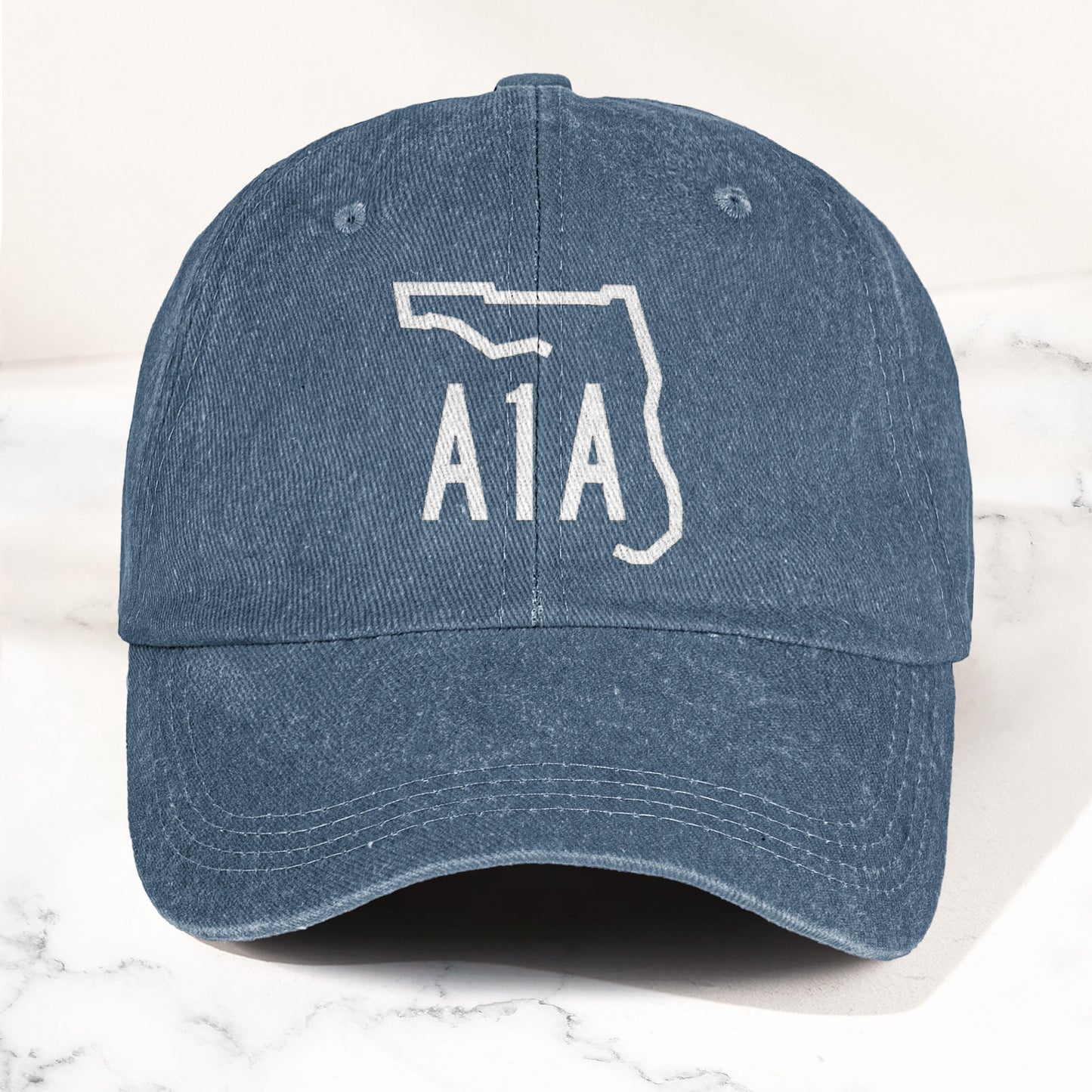 A1A Highway Sign Florida Denim Cap – Retro Jimmy Buffett Inspried Hat (With Box)