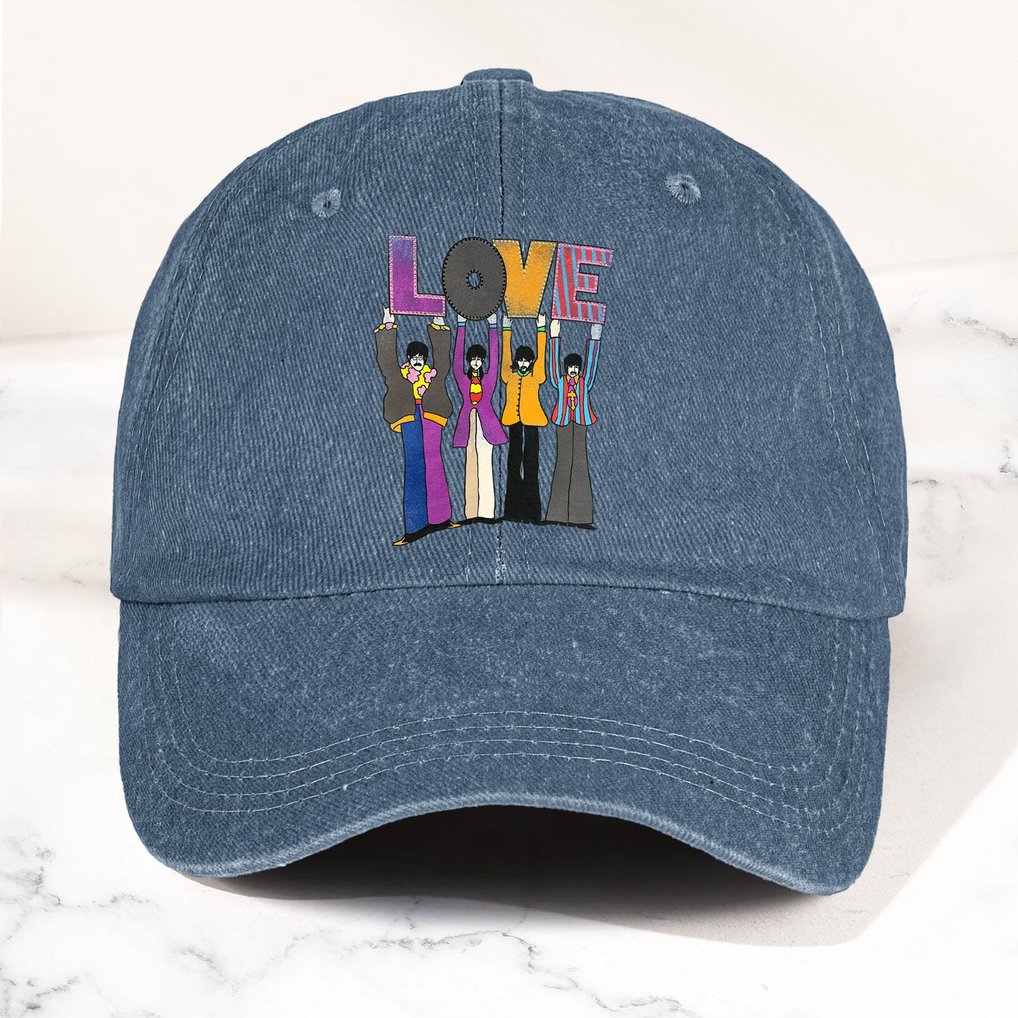 The Beatles Denim Dad Cap – LOVE Album Inspired Design (With BOX)