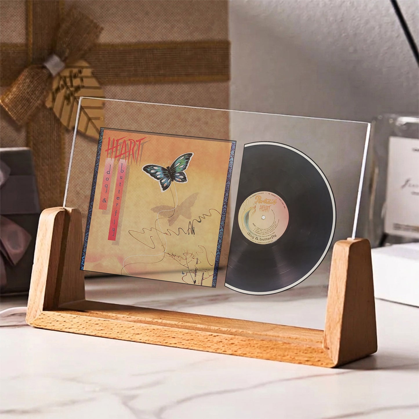 Heart Dog & Butterfly Iconic Album Acrylic Light – Classic Rock Vinyl LED Display