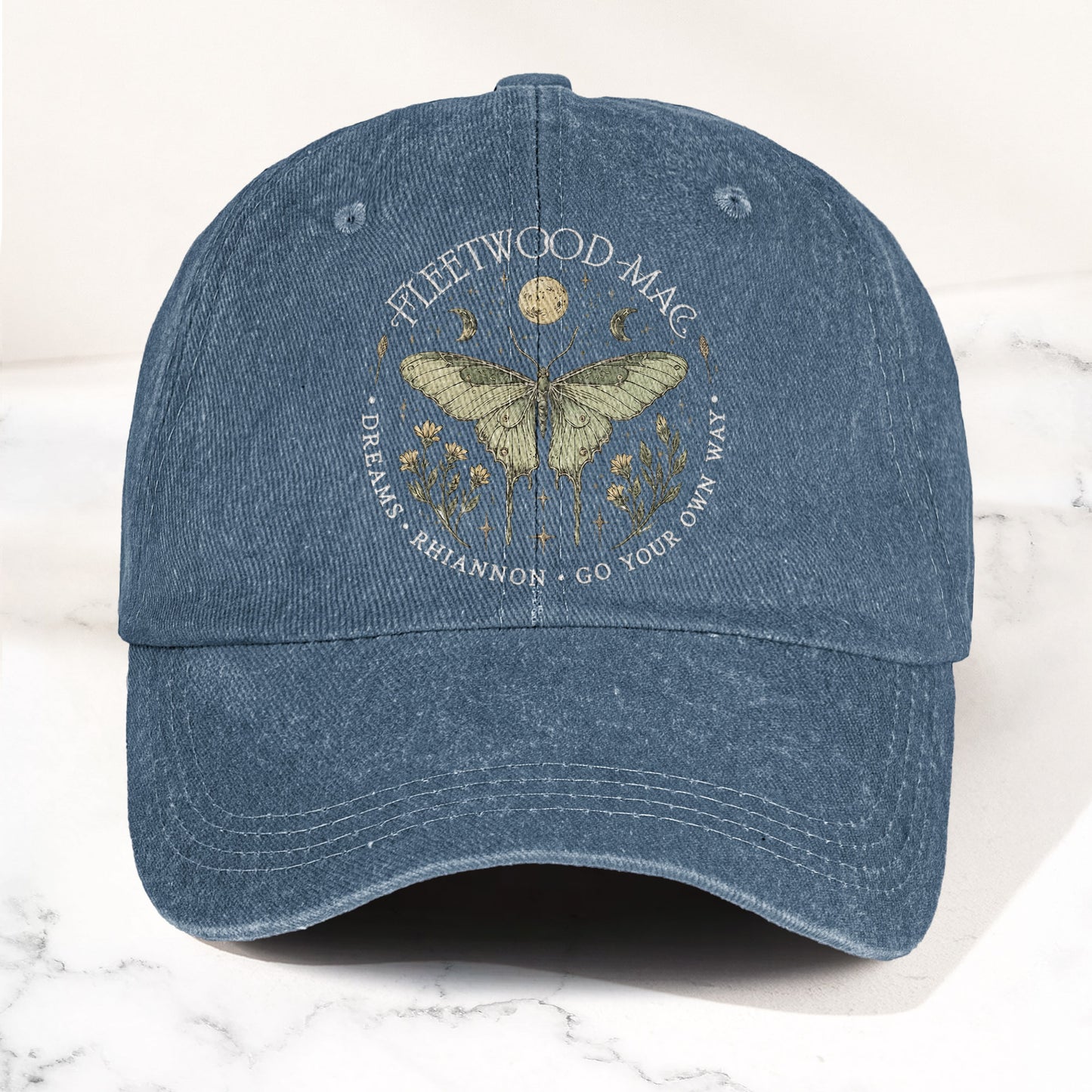 Fleetwood Mac Butterfly Mystical Graphic Vintage Denim Cap – Retro Dad Cap (With Box)