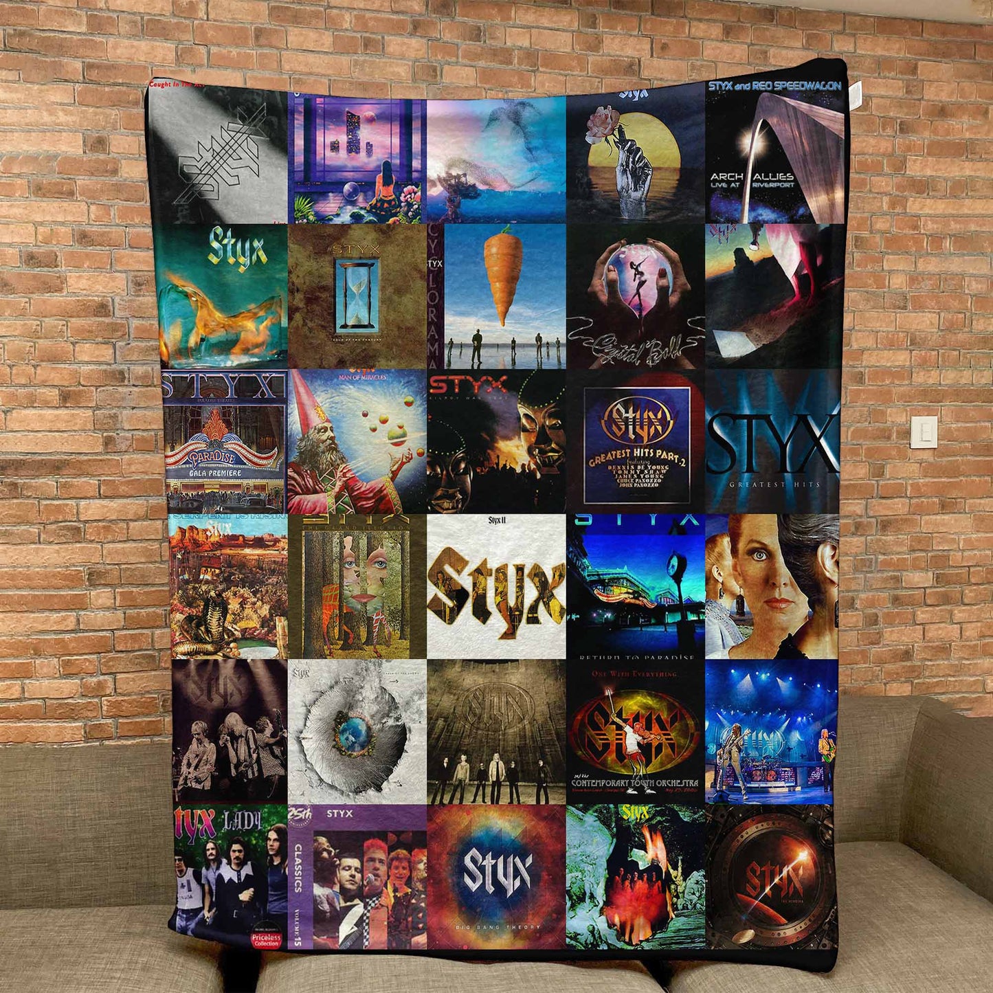 Styx Sherpa Blanket – Iconic Album Cover Collage Cozy Throw for Classic Rock Fans