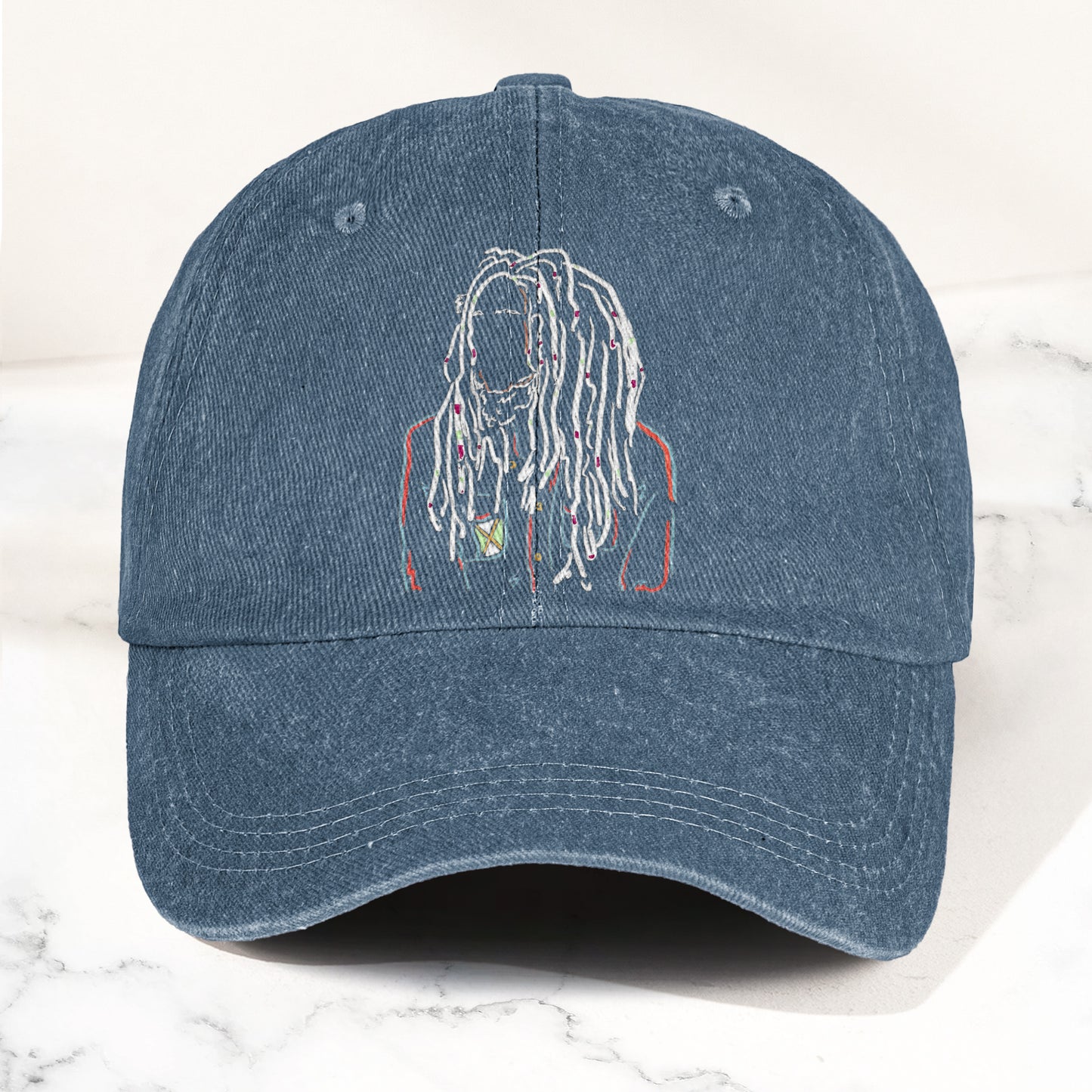 Bob Marley Portrait Casual Denim Cap – Retro Music Fan Concert Cap Gift For Dad (With Box)