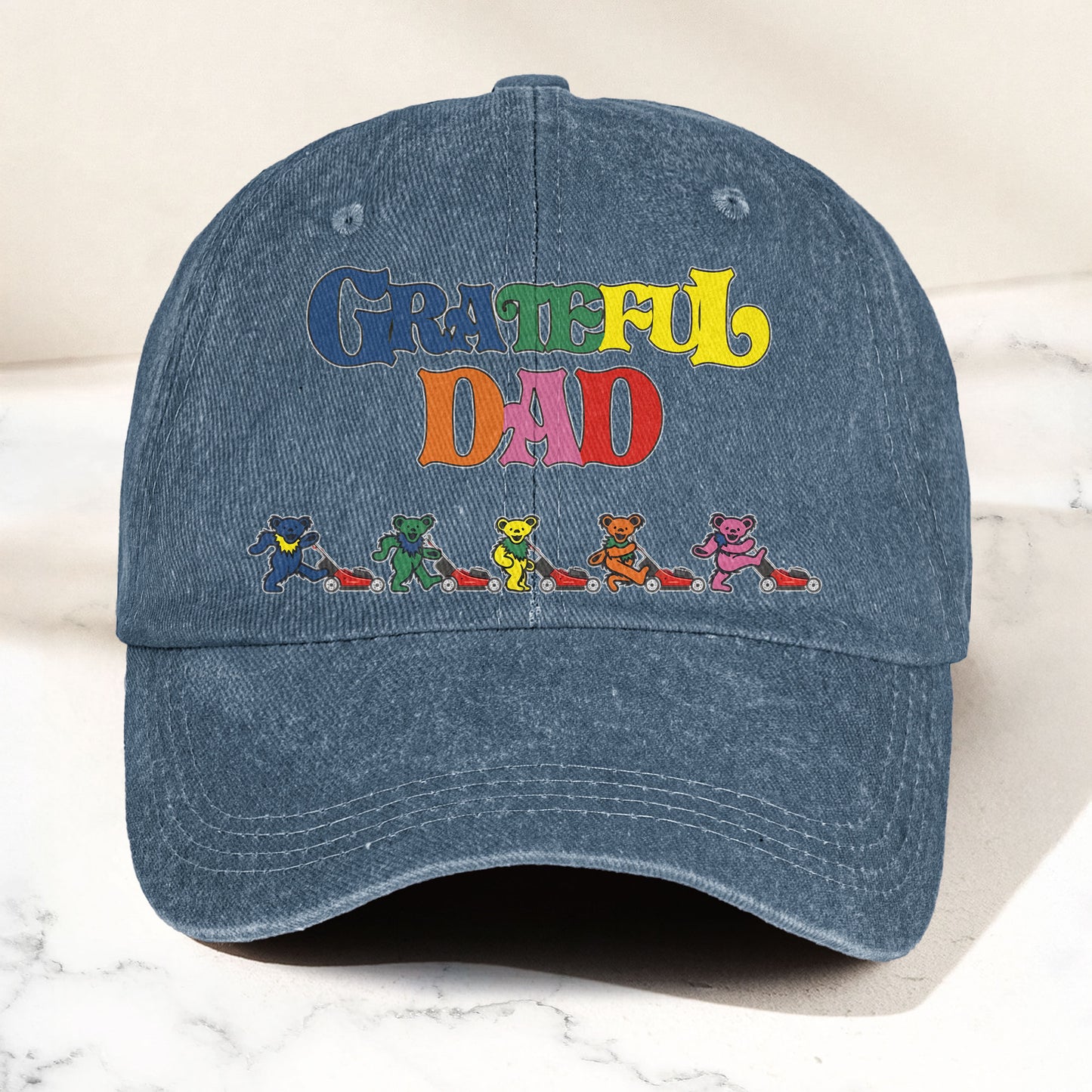 Grateful Dead Denim Cap – “Grateful Dad” Dancing Bears Dad Hat
