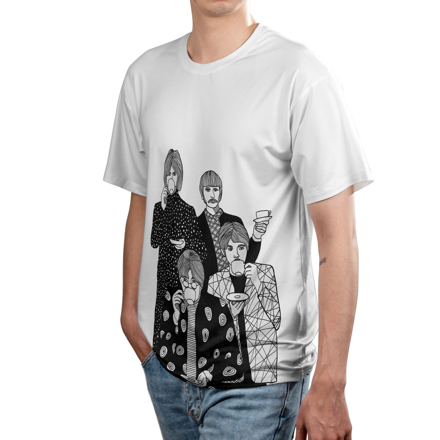 The Beatles Art T-Shirt – Rock Music The Fab Four Tea Club Graphic Unisex Tee