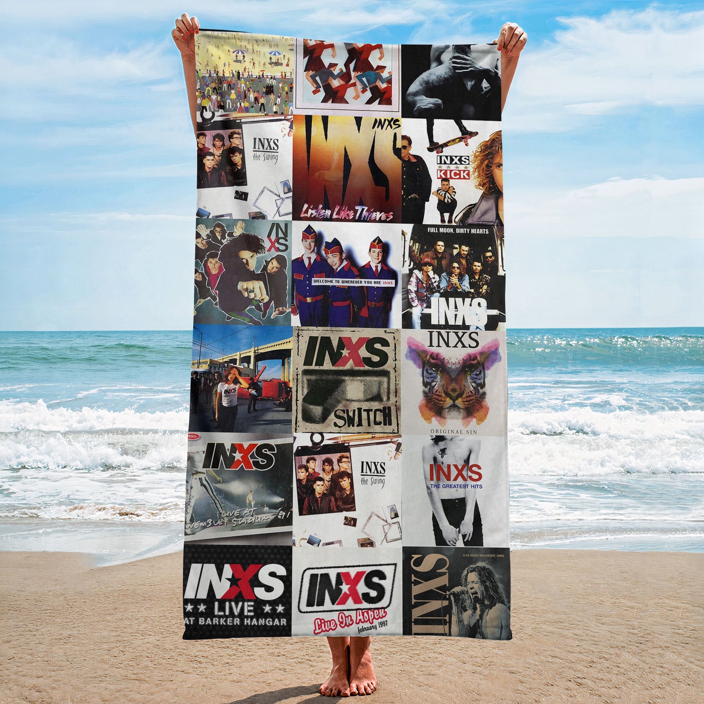 INXS Beach Towel – Album Cover Collage Classic Rock Towel