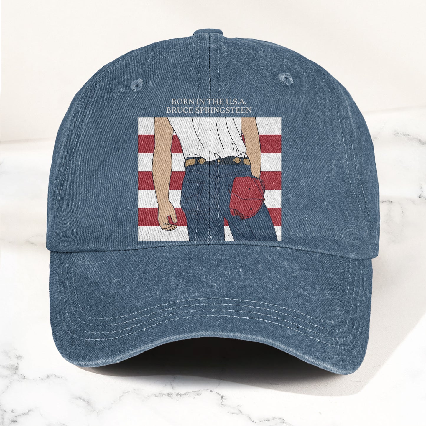 Born in the U.S.A  Bruce Springsteen Denim Cap – Retro Music Fan Merch Cap Gift For Dad (With Box)