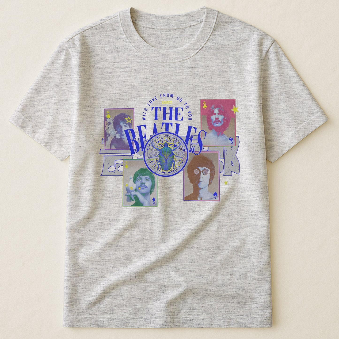 The Beatles Vintage Collage T-Shirt – With Love From Us To You Retro Band Tee