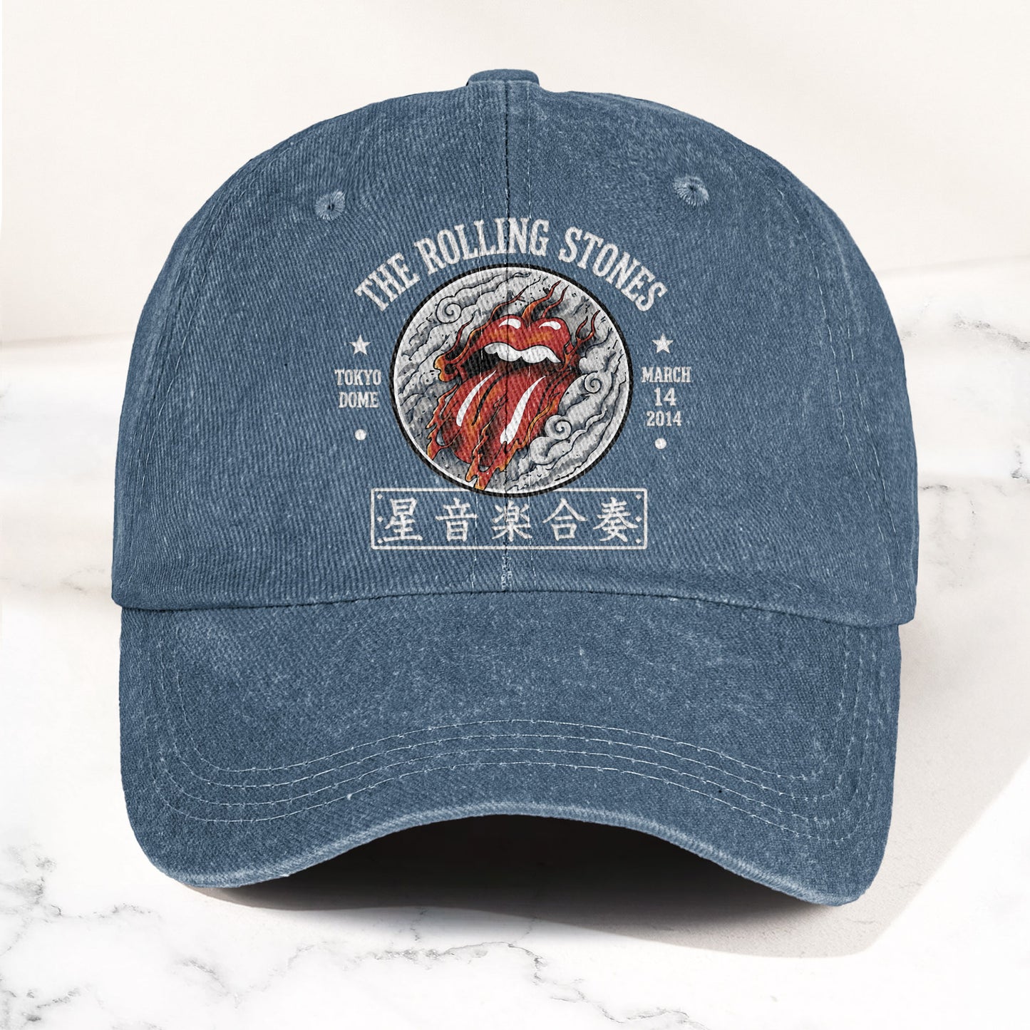 The Rolling Stones 2014 Tokyo Dome Concert Vintage Denim Cap – Retro Dad Cap (With Box)