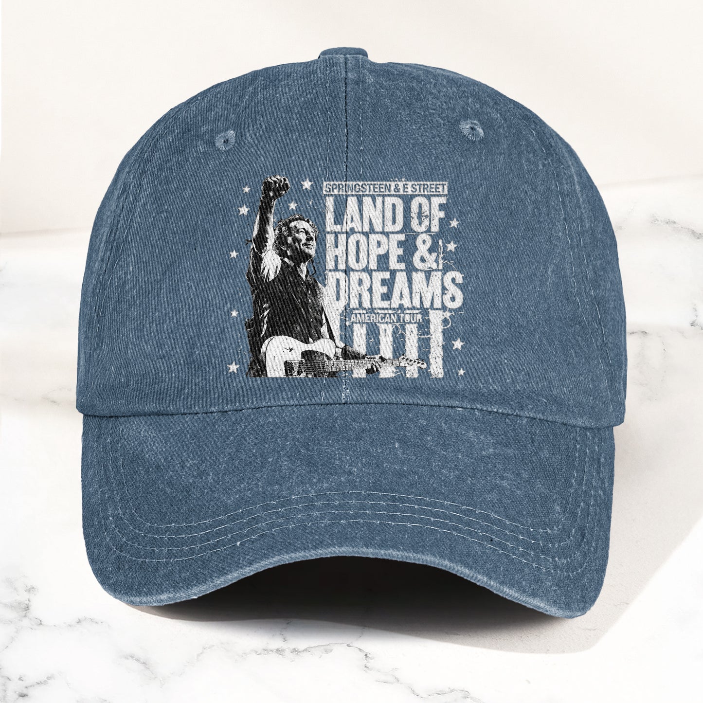 Bruce Springsteen Land of Hope & Dreams American Tour Denim Cap – Retro Rock Music Fan Cap (With Box)