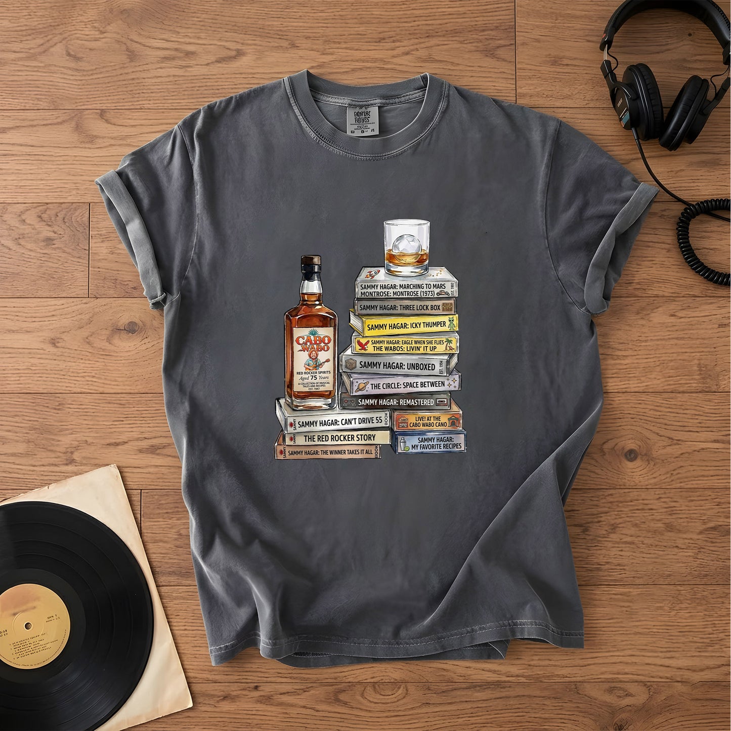 Sammy Hagar Cassette Album Collection T-Shirt – Retro Rock Music Merch Tee