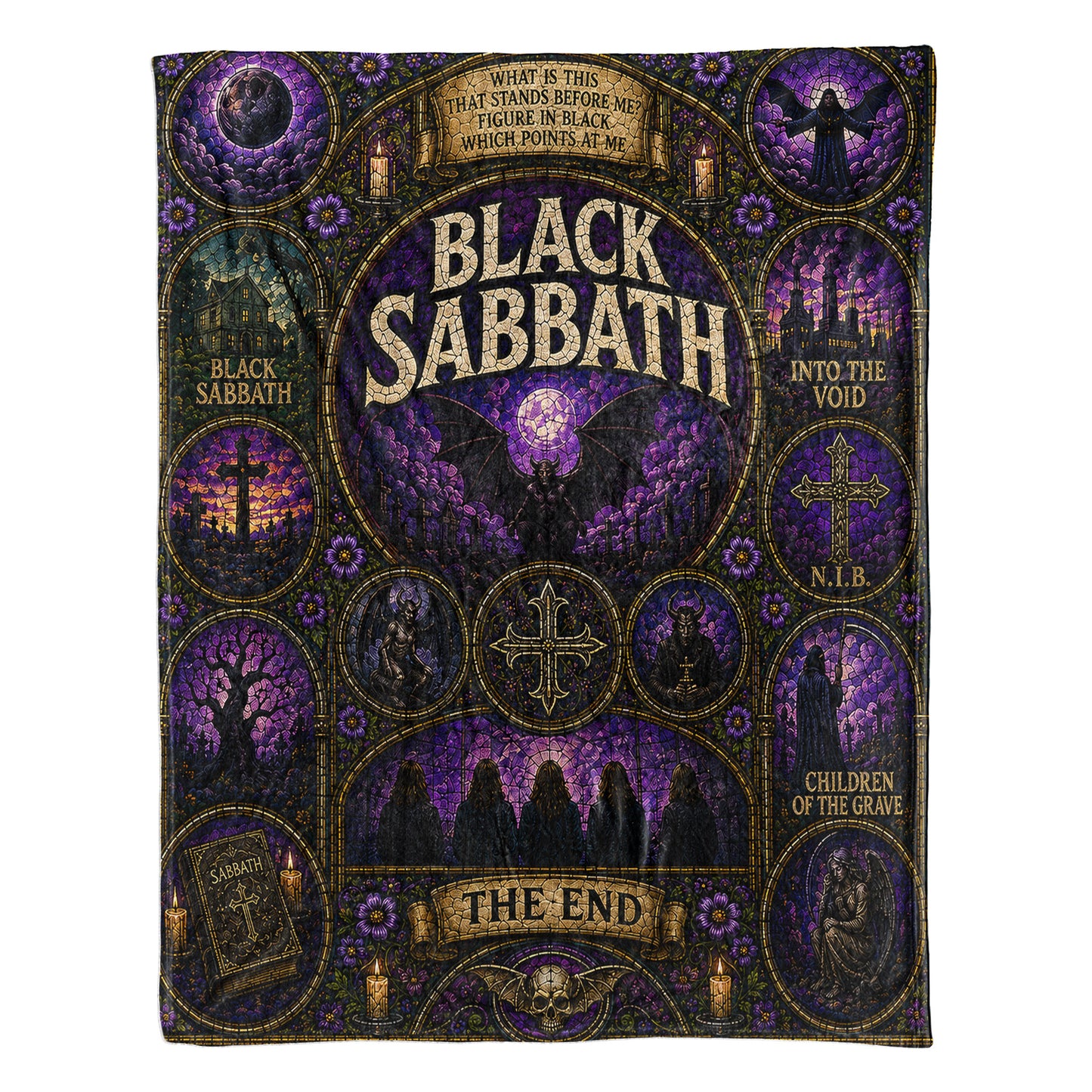 Black Sabbath Sherpa Blanket – The End Stained Glass Blanket
