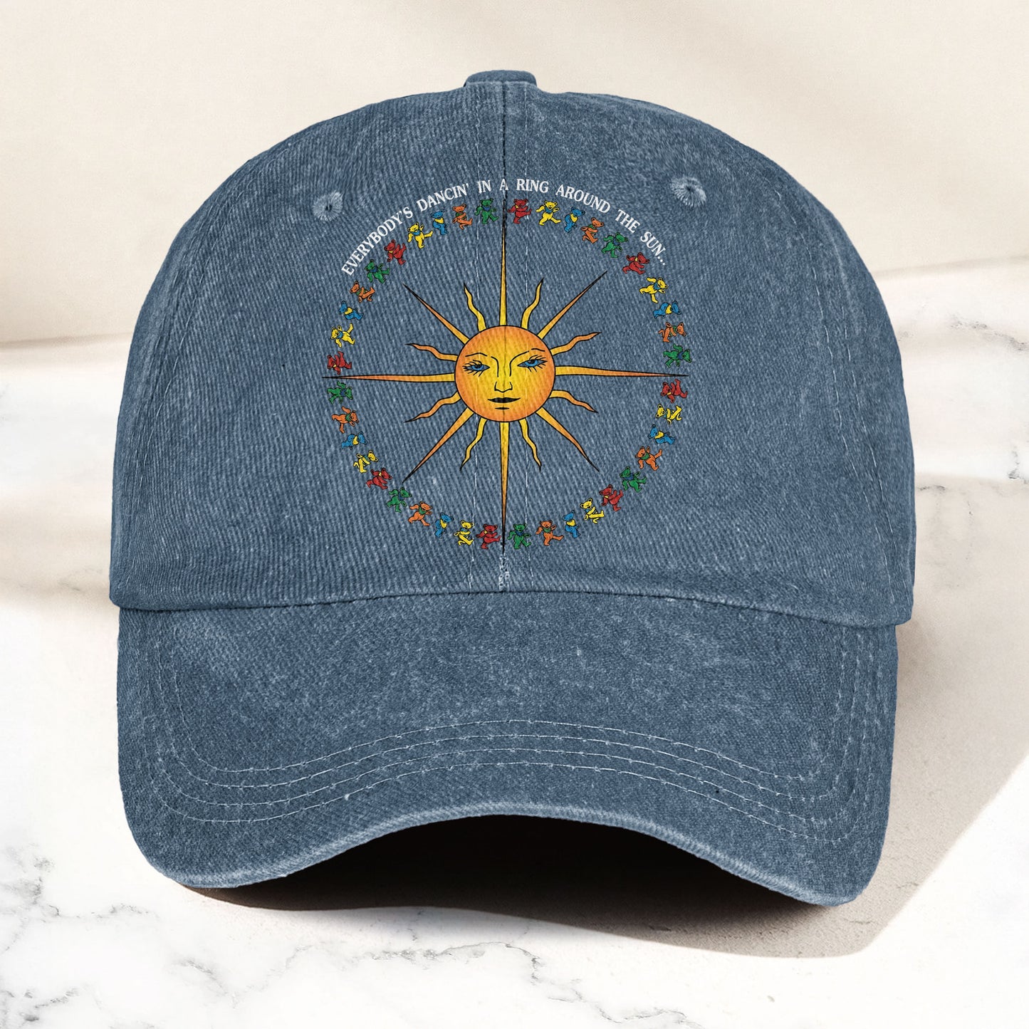 Grateful Dead Denim Cap – Sun & Dancing Bears “Ring Around the Sun” Dad Hat (With Box)