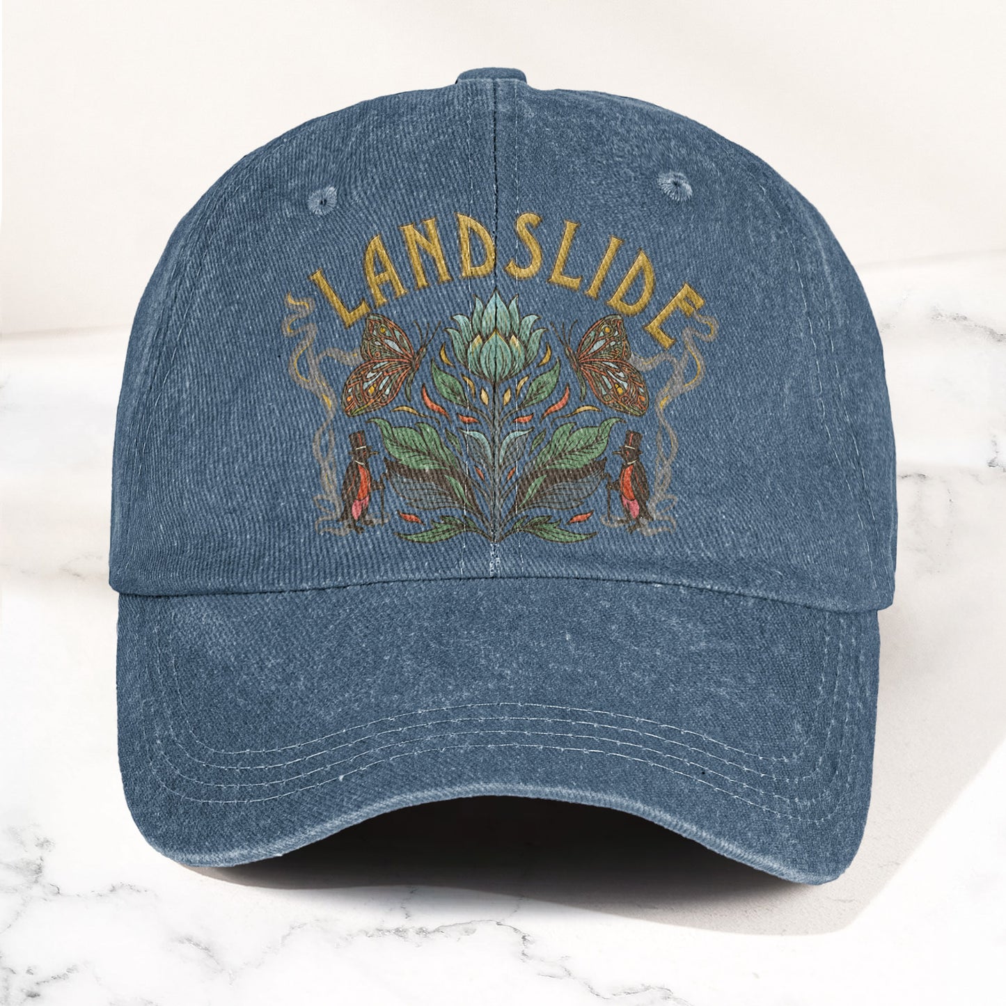 Fleetwood Mac Landslide Stevie Nicks Butterfly Floral Lyrics Music Merch Denim Cap – Retro Vintage Dad Cap Gift For Dad (With Box)
