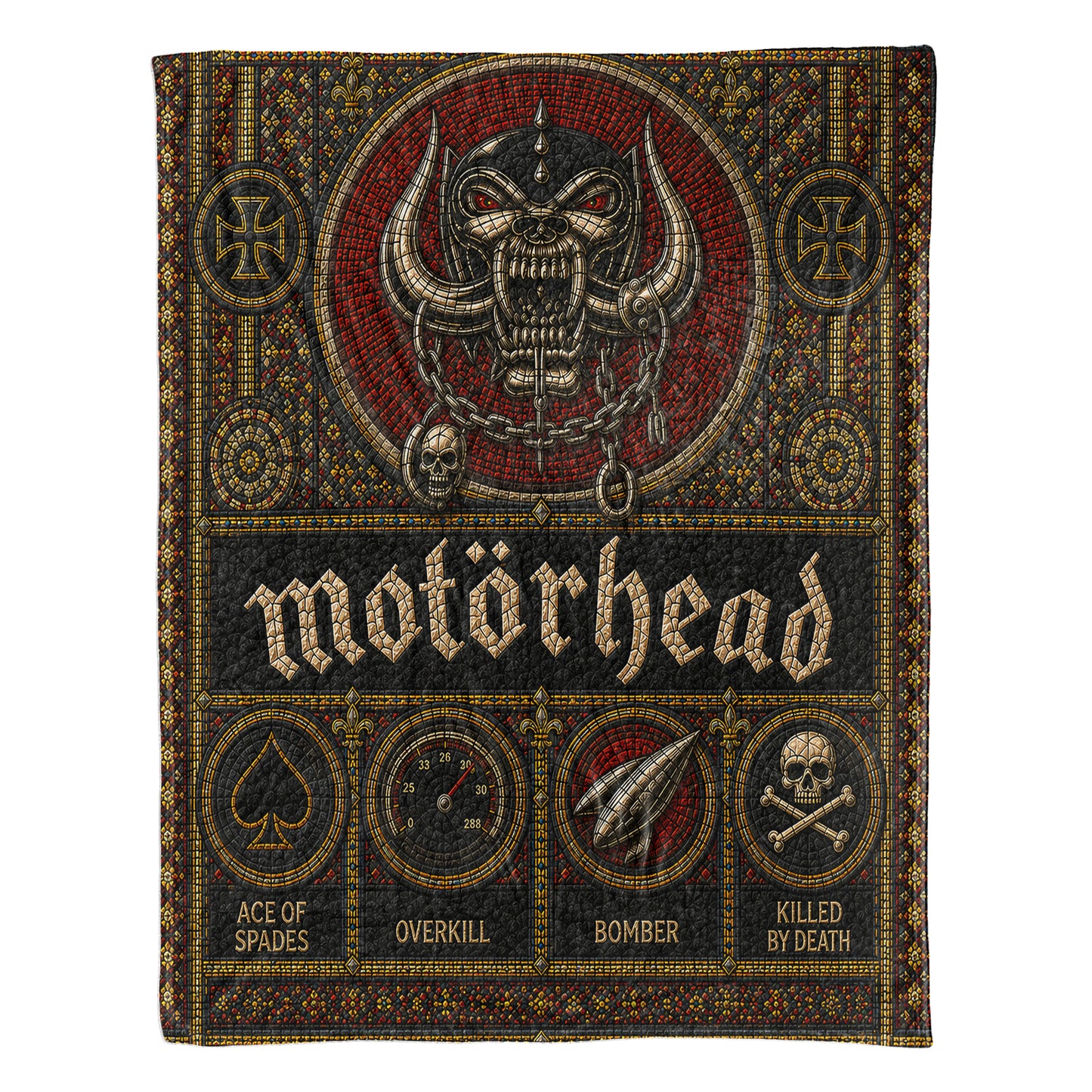 Motorhead Sherpa Blanket – Snaggletooth Warpig Stained Glass Heavy Metal Blanket