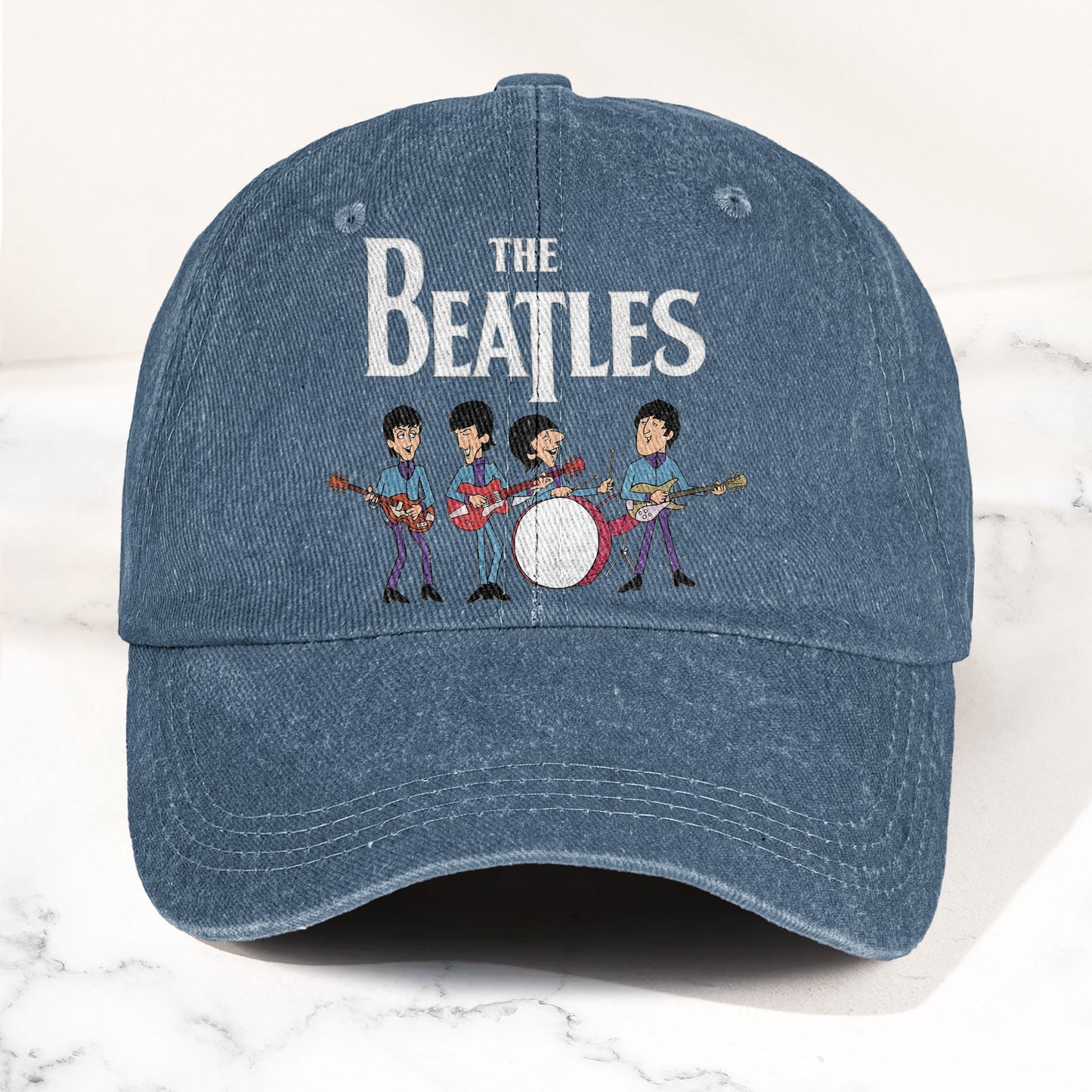 The Beatles Fab Four Cartoon Denim Cap – Retro Vintage Dad Cap Gift For Dad (With Box)