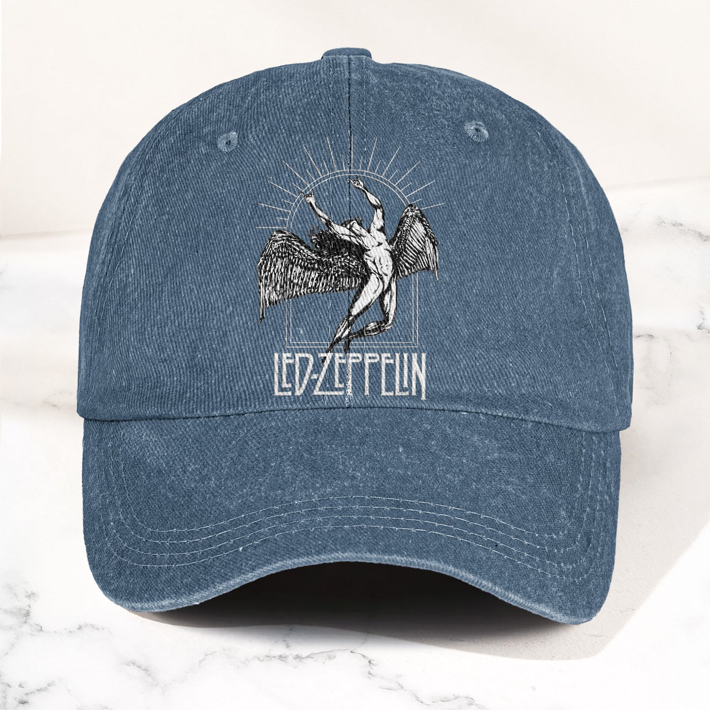 Led Zeppelin Falling Icarus Denim Cap – Retro Vintage Rock Band Dad Cap Gift For Dad (With Box)