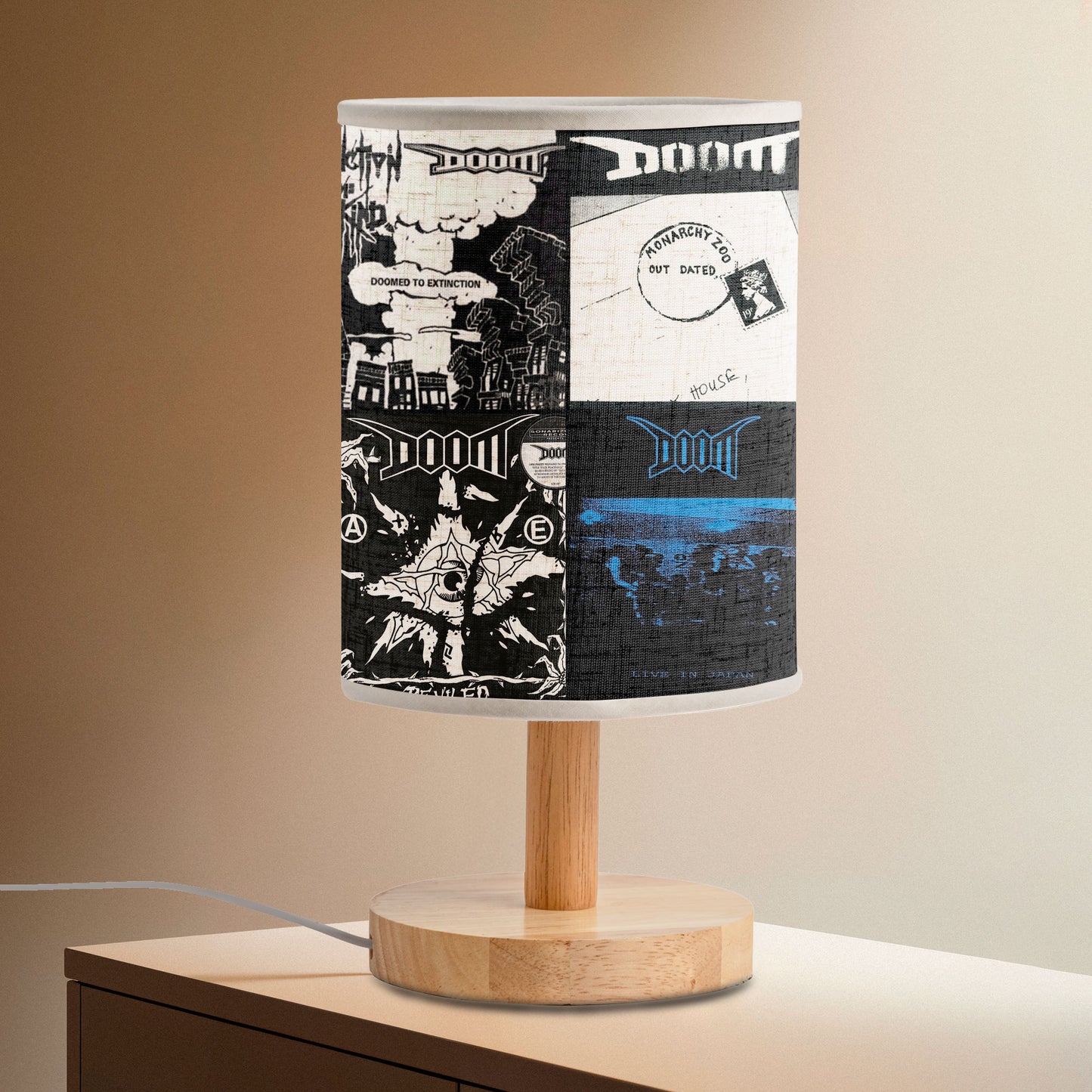 Doom Album Art Table Lamp – Crust Punk & Metal Underground Decorative Light
