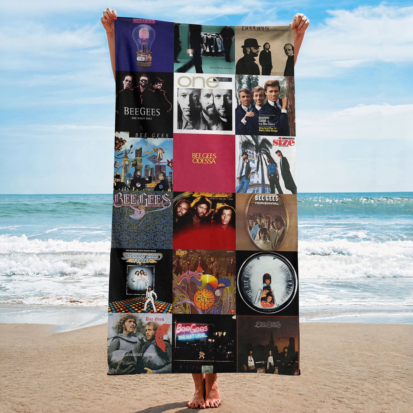 Bee Gees Beach Towel – Album Cover Collage Classic Rock Towel