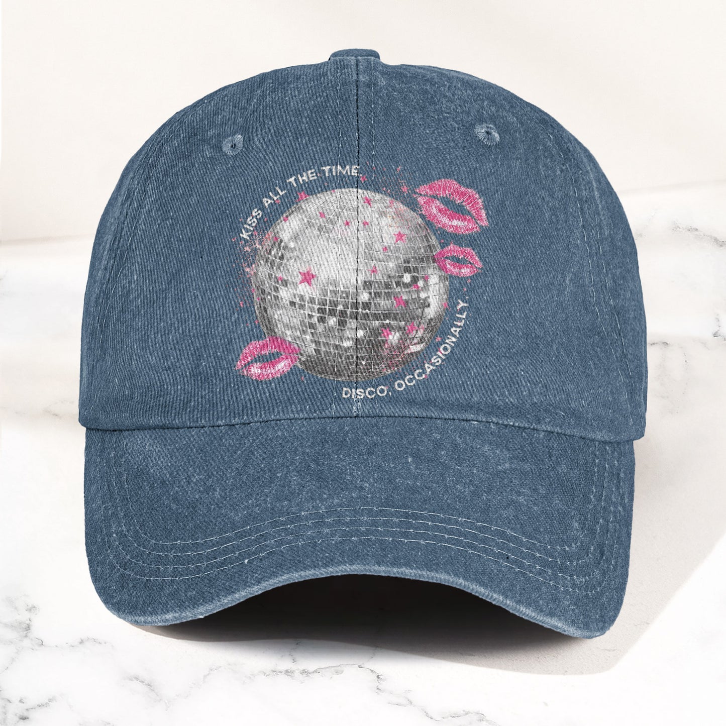 Harry Styles Kiss All The Time Disco, Occasionally Denim Cap – Retro Vintage Dad Cap Gift For Dad (With Box)