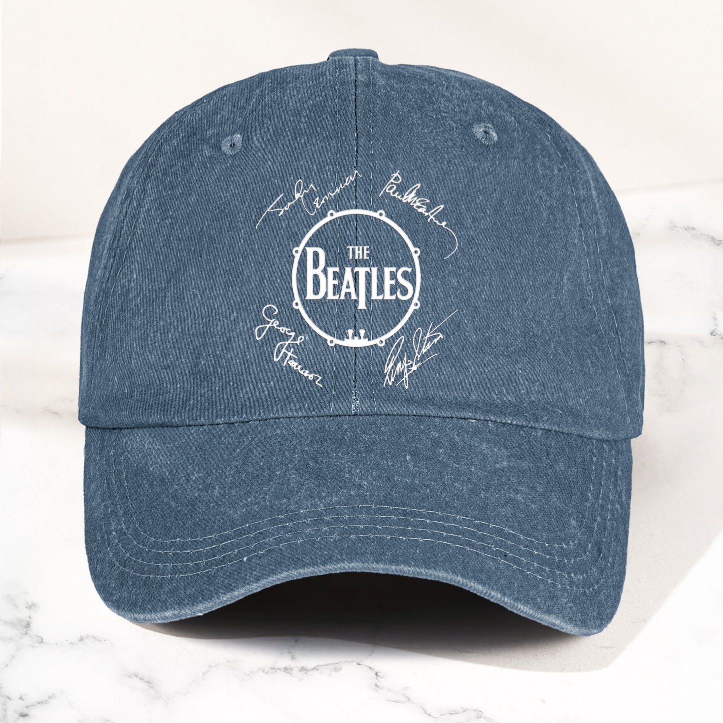 The Beatles Denim Dad Cap – Classic Drum Logo Signature Design ( With BOX)