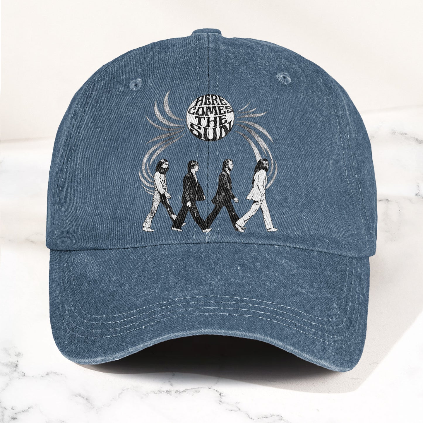 The Beatles Here Comes the Sun Denim Cap – Retro Rock Music Fan Cap Gift For Dad (With Box)