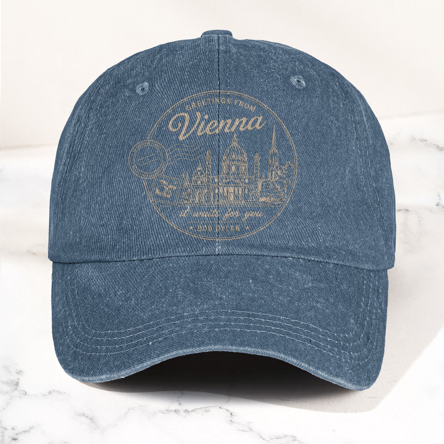 Bob Dylan Vienna It Waits For You Denim Cap – Retro Vintage Dad Cap Gift For Dad (With Box)