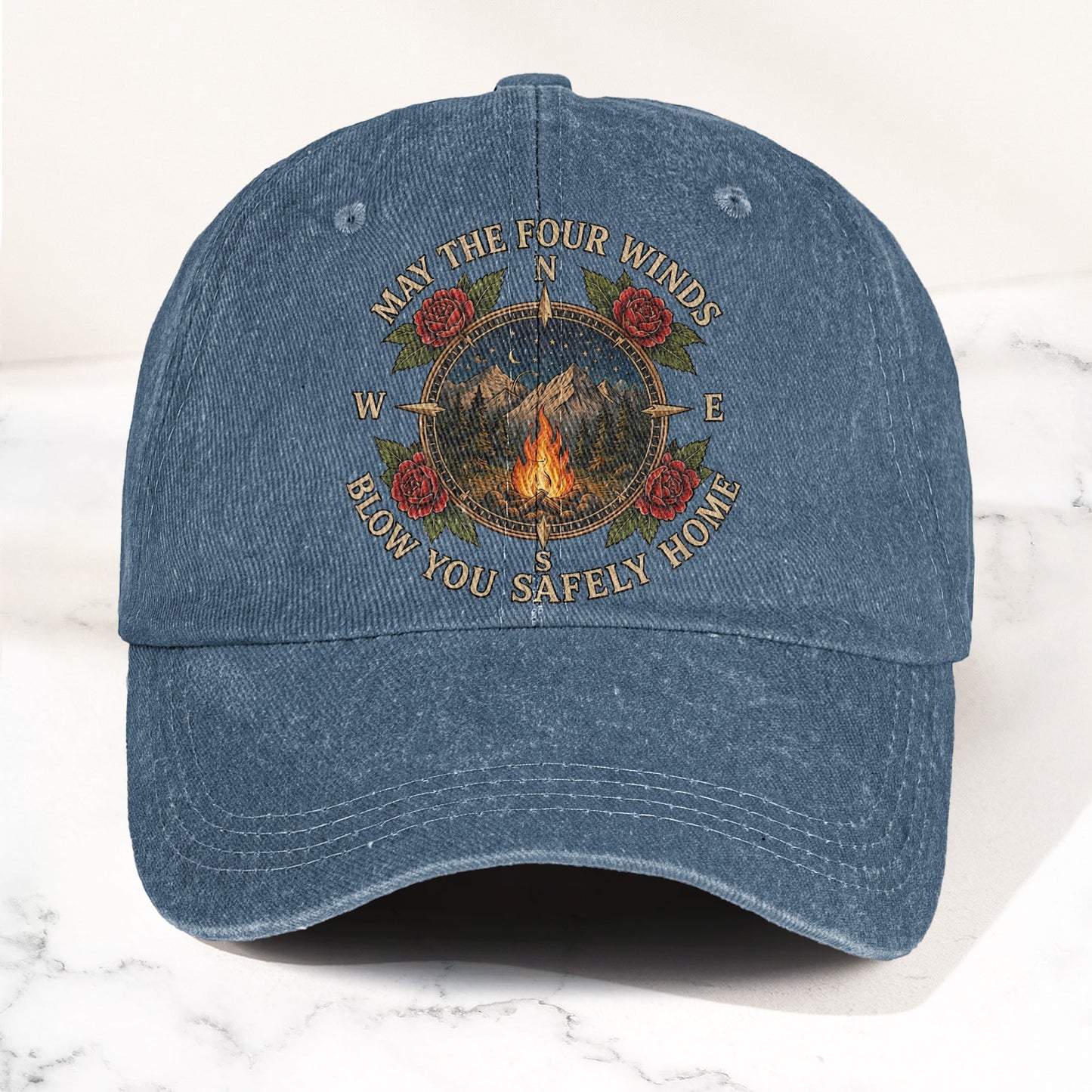 Grateful Dead Franklin's Tower May The Four Winds Blow You Safely Home Campfire Nature Denim Cap – Retro Vintage Dad Cap Gift For Dad (With Box)