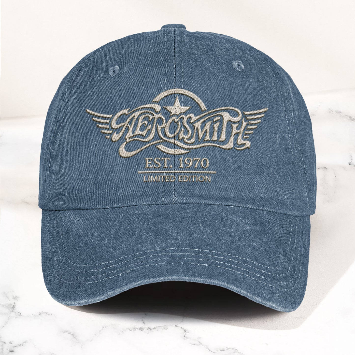 Aerosmith Est 1970 Limited Edition Denim Cap – Vintage Dad Cap Gift For Dad (With Box)