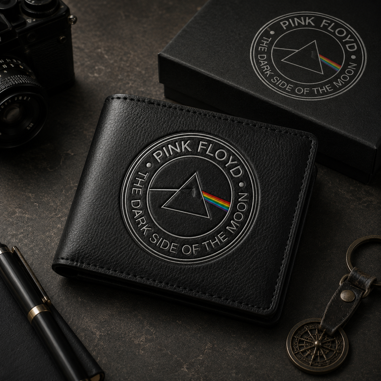 Pink Floyd Dark Side Wallet – Classic Rock Inspired Leather Wallet ( With Box )