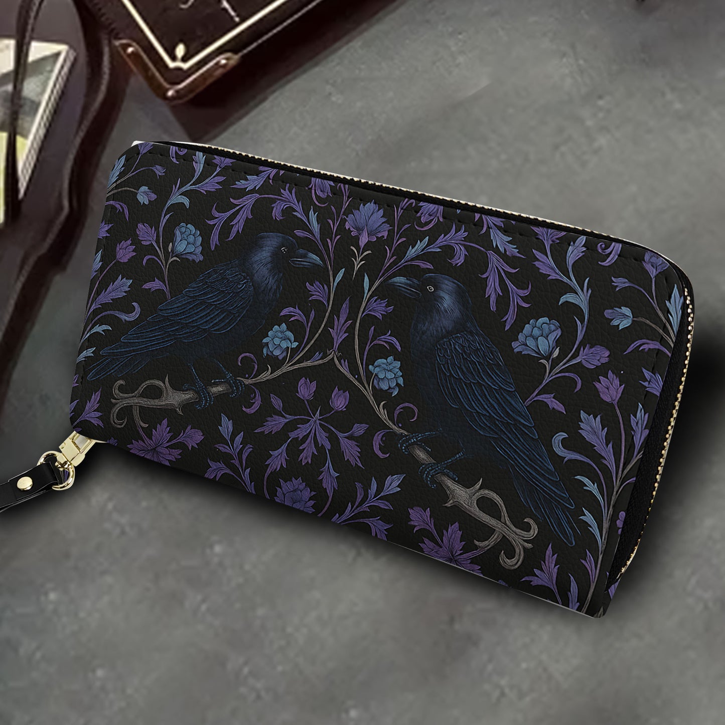 Edgar Allan Poe Raven Inspired Leather Handbag & Wallet Set