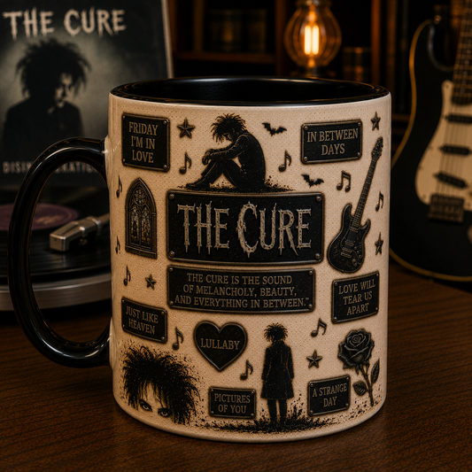 The Cure Mug – Gothic Rock Ceramic Coffee Mug, Friday I'm in Love Gift for The Cure Fans