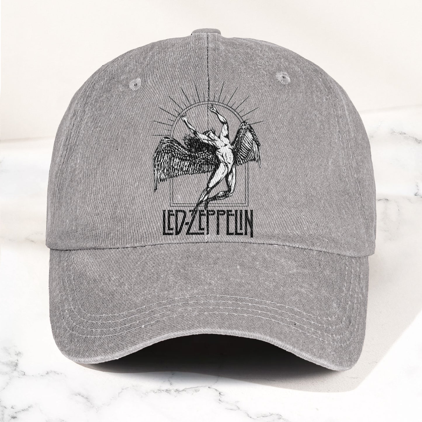 Led Zeppelin Falling Icarus Denim Cap – Retro Vintage Rock Band Dad Cap Gift For Dad (With Box)
