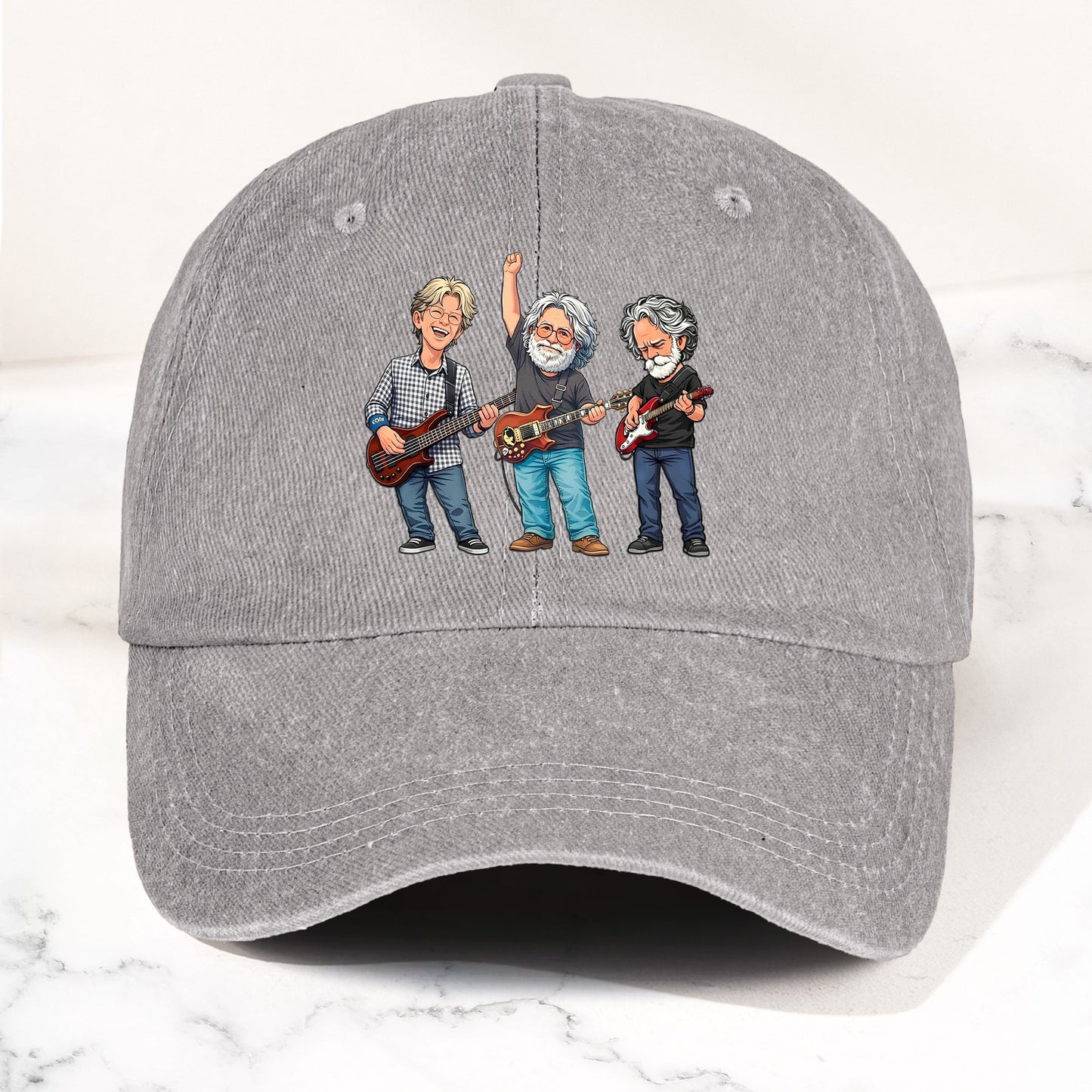 Grateful Dead Denim Dad Cap – Jerry Garcia Band Members Tribute Jam Band Hat (With BOX)