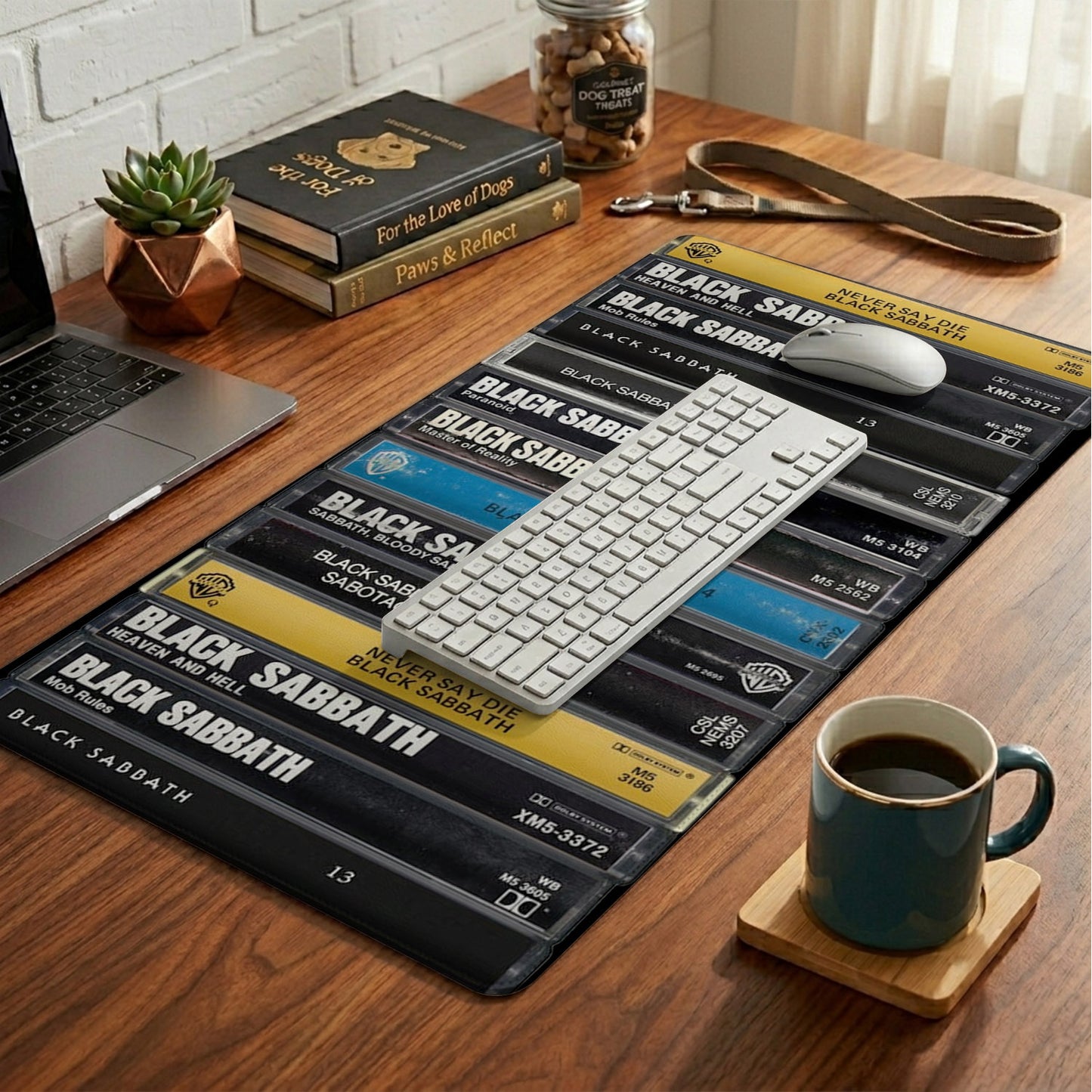 Black Sabbath Cassette Album Collage Print Desk Mat – Non-slip Office Gift Keyboard Pad Birthday Gift For Music Lovers