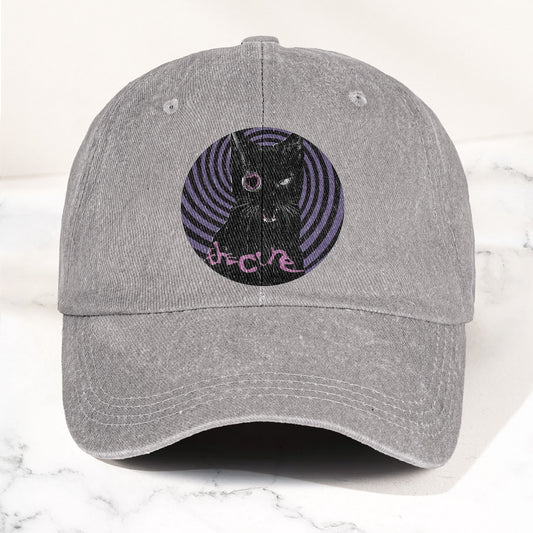 The Cure Black Cat Denim Cap – Retro The Cure Tribute Merch Dad Hat (With Box)