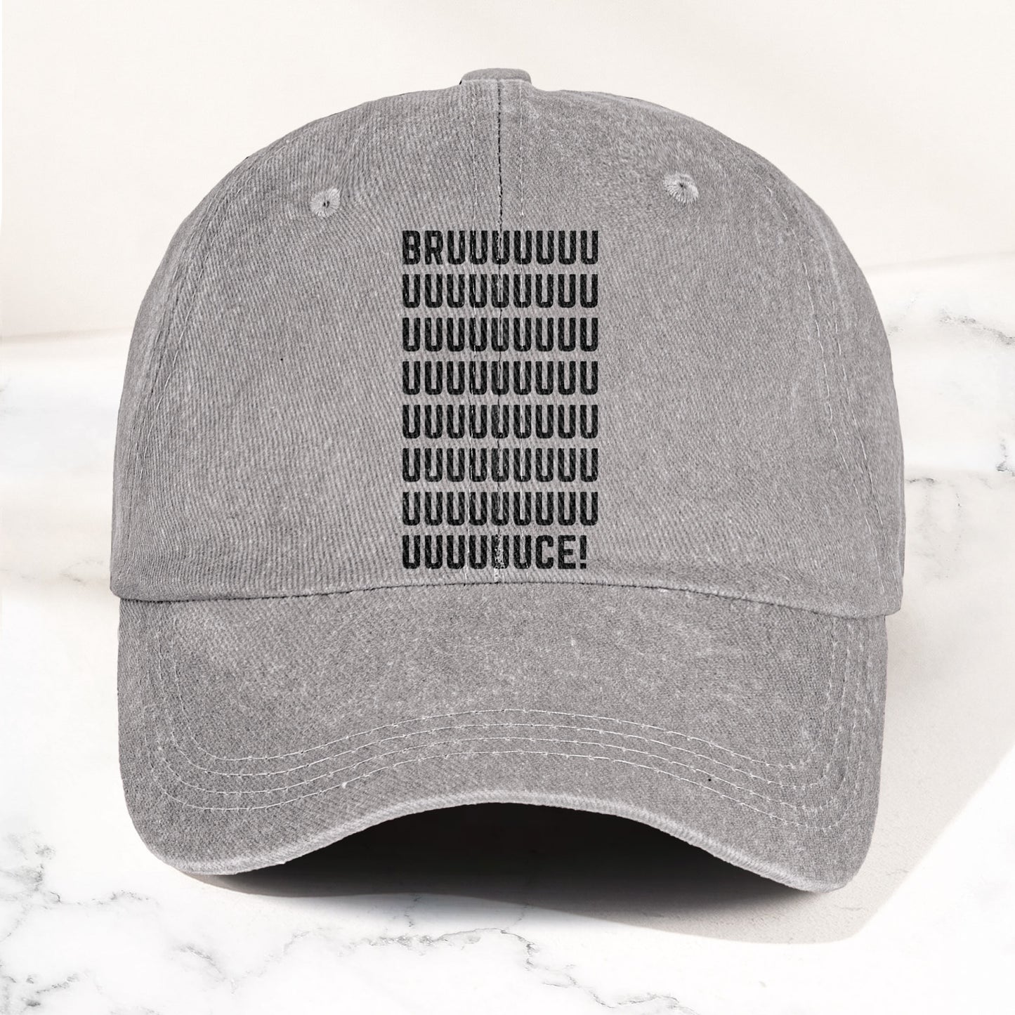 Bruce Springsteen BRUUUUCE! Text Denim Cap – Retro Rock Music Fan Cap (With Box)