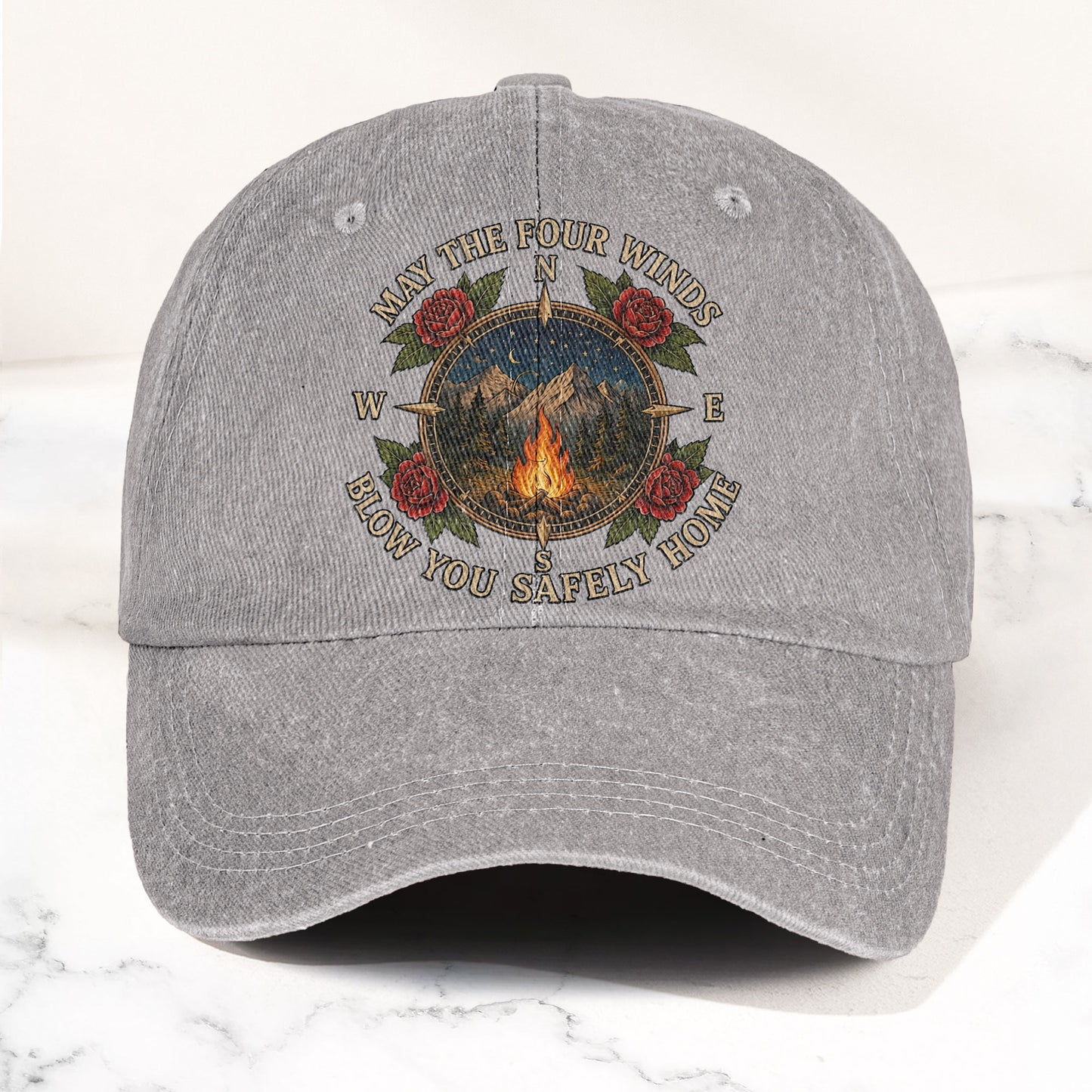Grateful Dead Franklin's Tower May The Four Winds Blow You Safely Home Campfire Nature Denim Cap – Retro Vintage Dad Cap Gift For Dad (With Box)