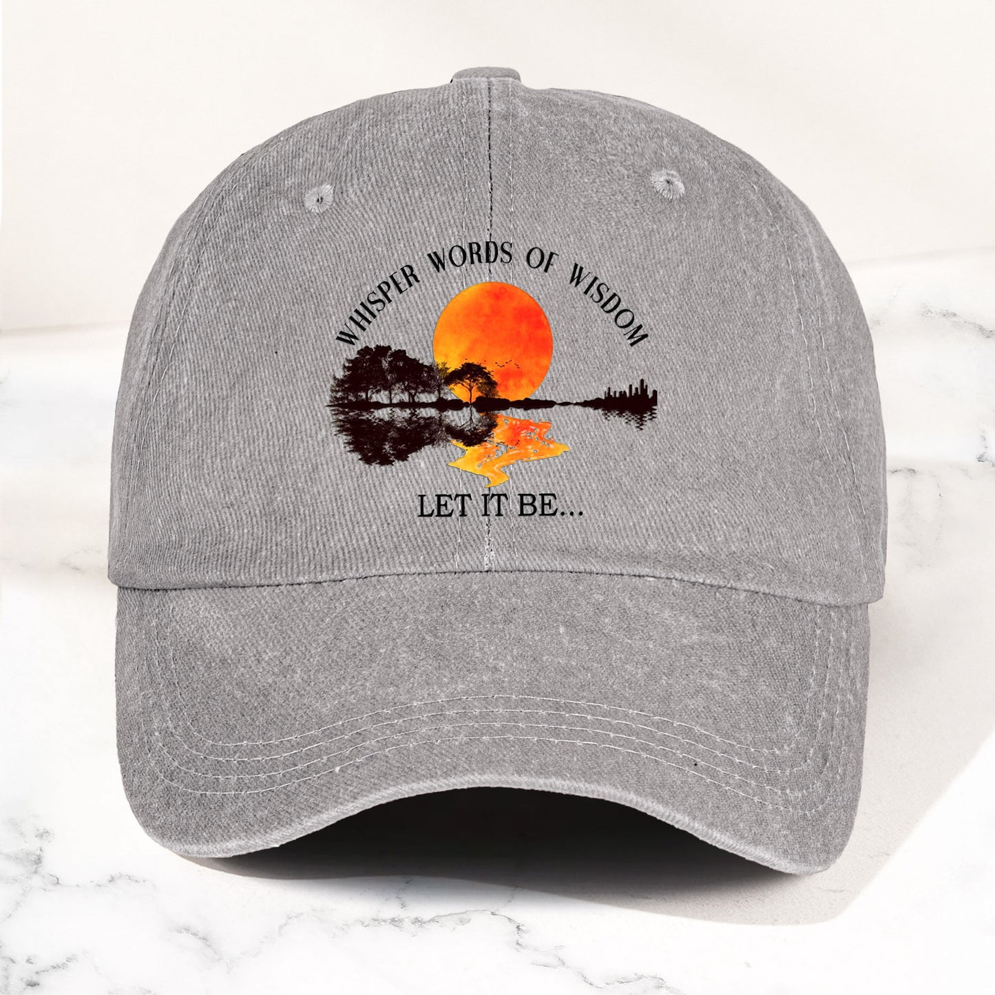 The Beatles Let It Be Whisper Words Of Wisdom Lyrics Graphic Denim Cap – Retro Rock Music Fan Cap (With Box)