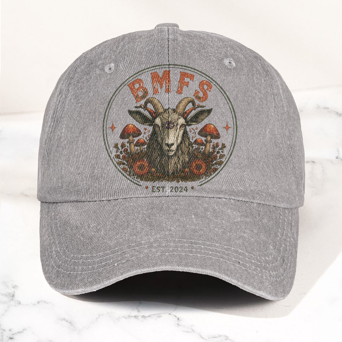 Billy Strings BMFS Goat Three Eyed Goat Mushroom Vintage Graphic Denim Cap – Retro Vintage Dad Cap Gift For Dad (With Box)